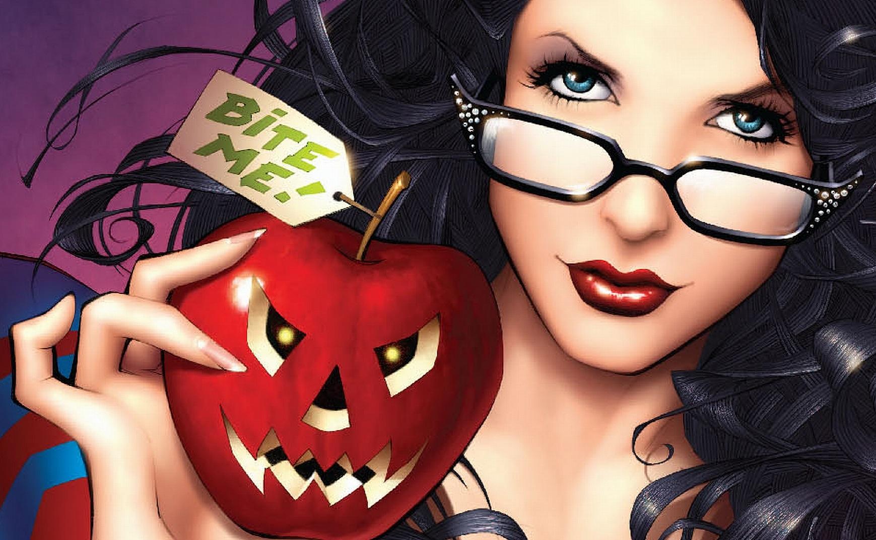 Laden Sie das Feiertage, Halloween, Apfel, Ferien, Kürbislaterne-Bild kostenlos auf Ihren PC-Desktop herunter