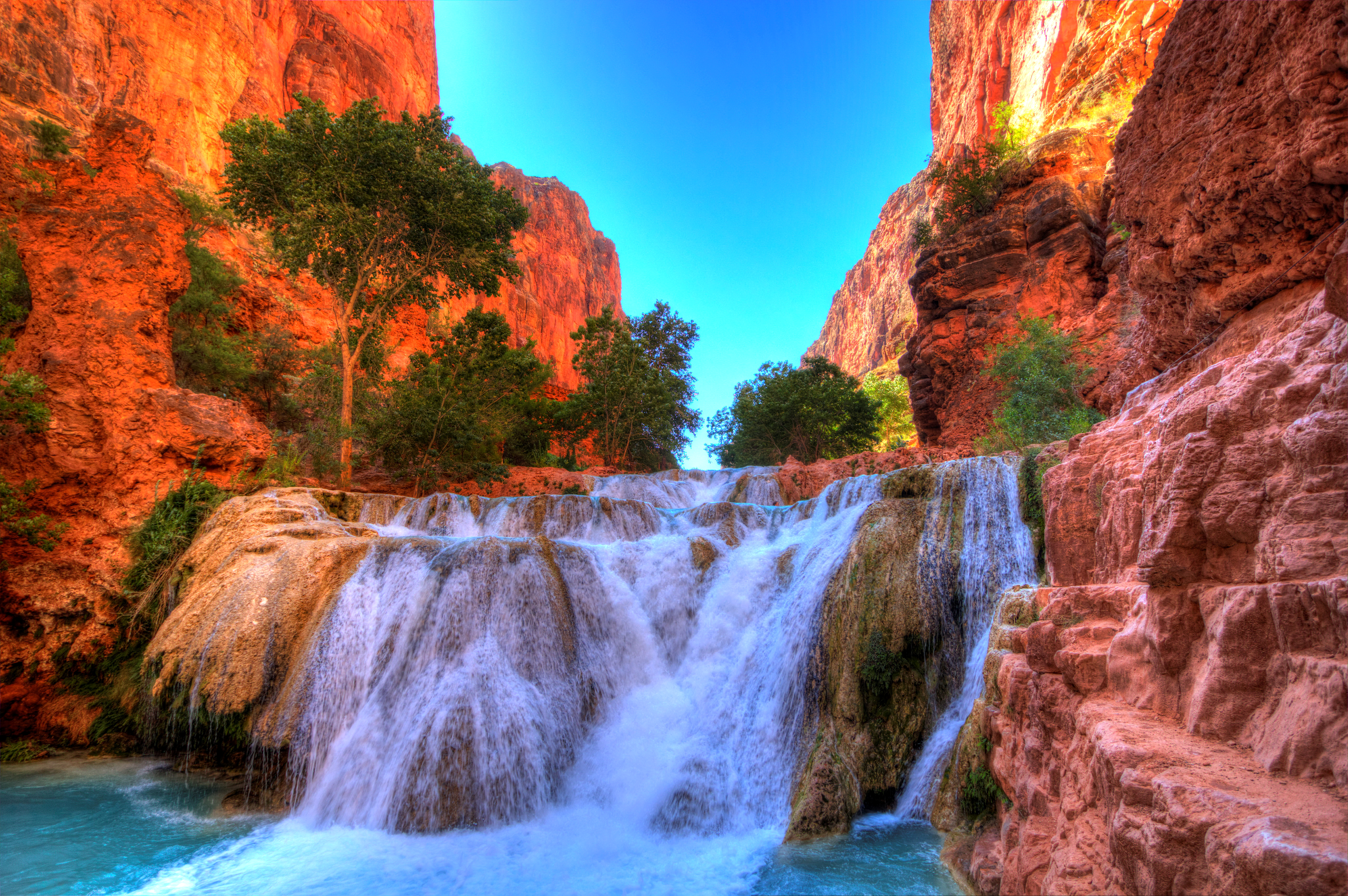 earth, waterfall, canyon, grand canyon, nature, waterfalls