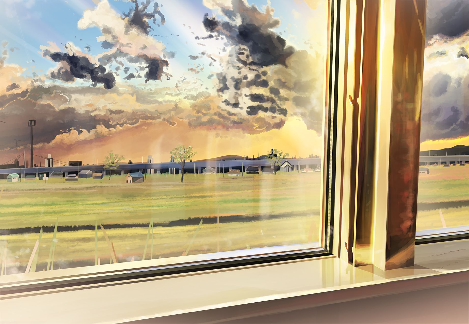 Free download wallpaper Anime, Sky, Window, Cloud, Original on your PC desktop