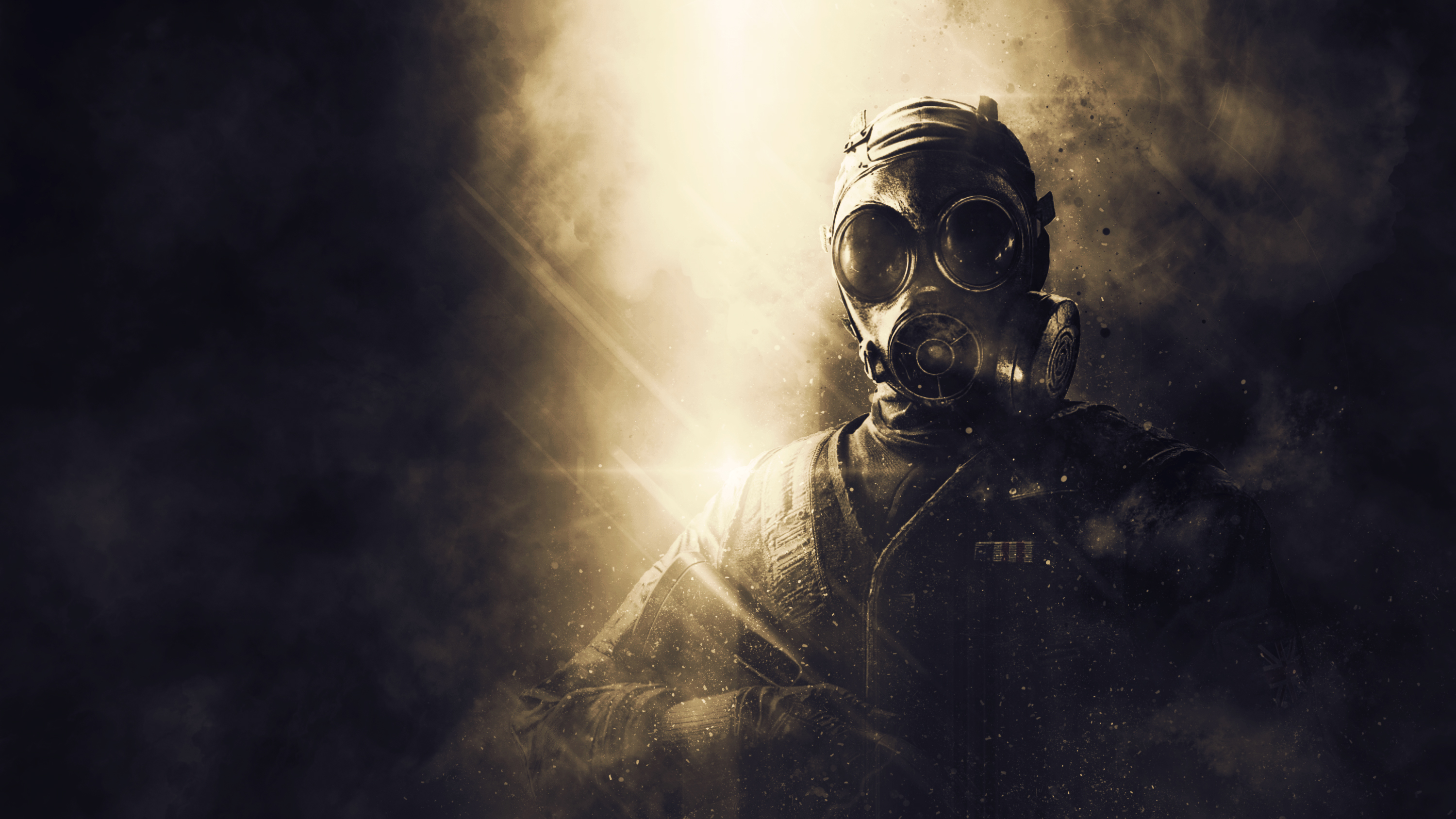 Free download wallpaper Smoke, Weapon, Dark, Gas Mask on your PC desktop