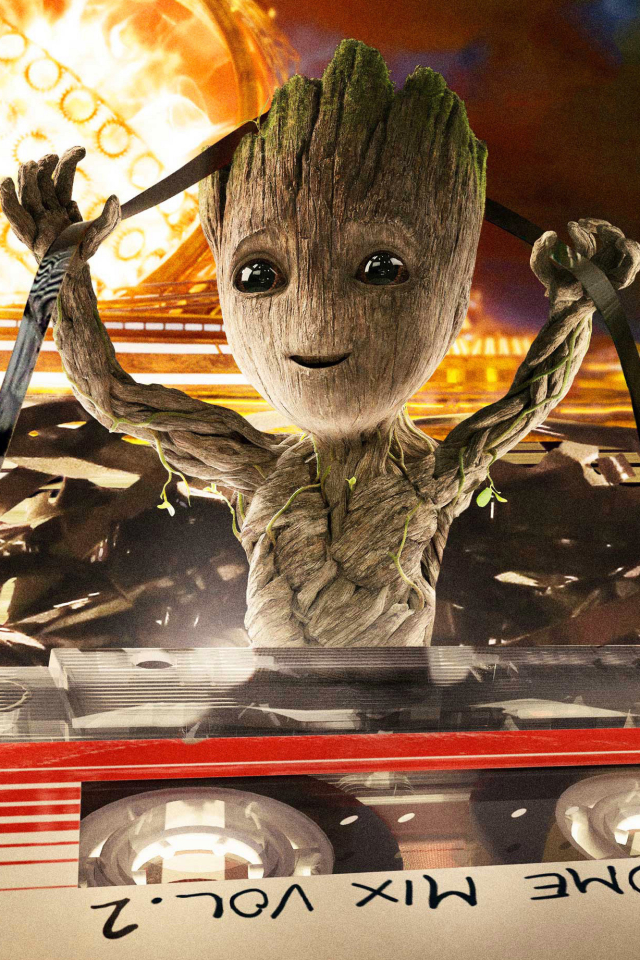 Download mobile wallpaper Cassette, Movie, Groot, Guardians Of The Galaxy Vol 2 for free.