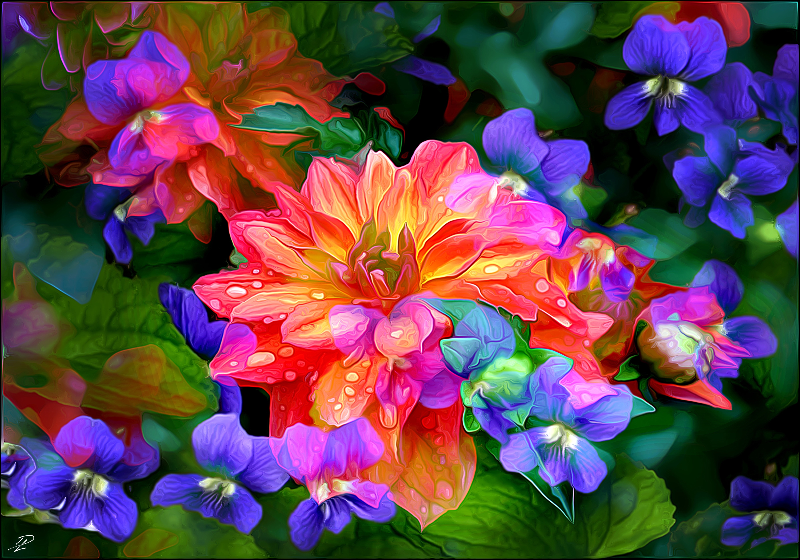 Téléchargez gratuitement l'image Fleur, Peinture, Couleurs, Coloré, Artistique, Dahlia sur le bureau de votre PC