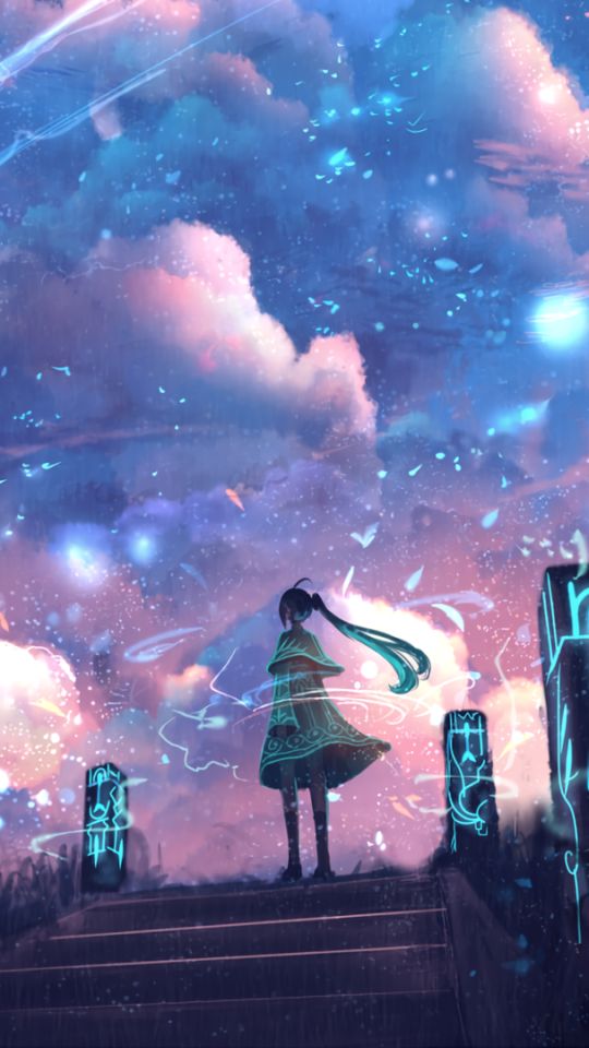 Download mobile wallpaper Anime, Sky, Girl for free.