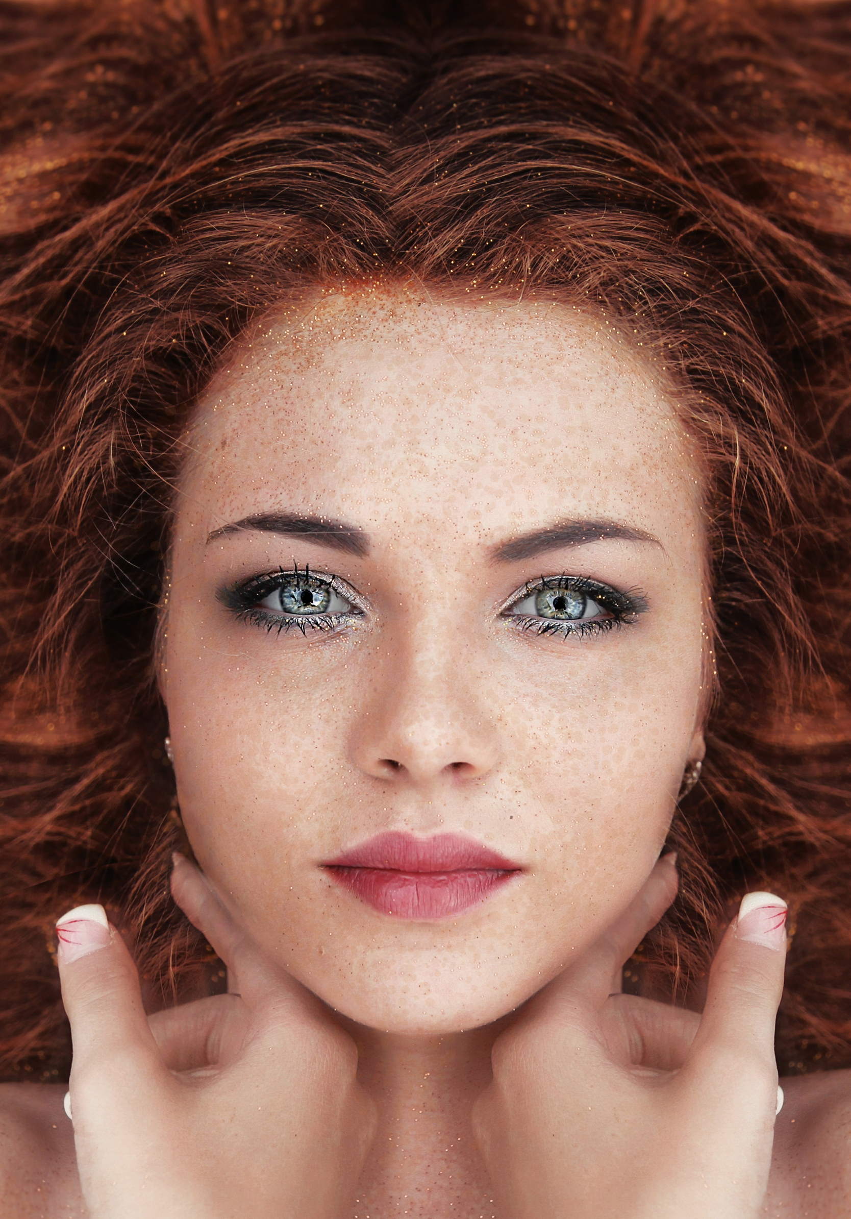 Download mobile wallpaper Redhead, Hair, Face, Model, Women, Blue Eyes for free.