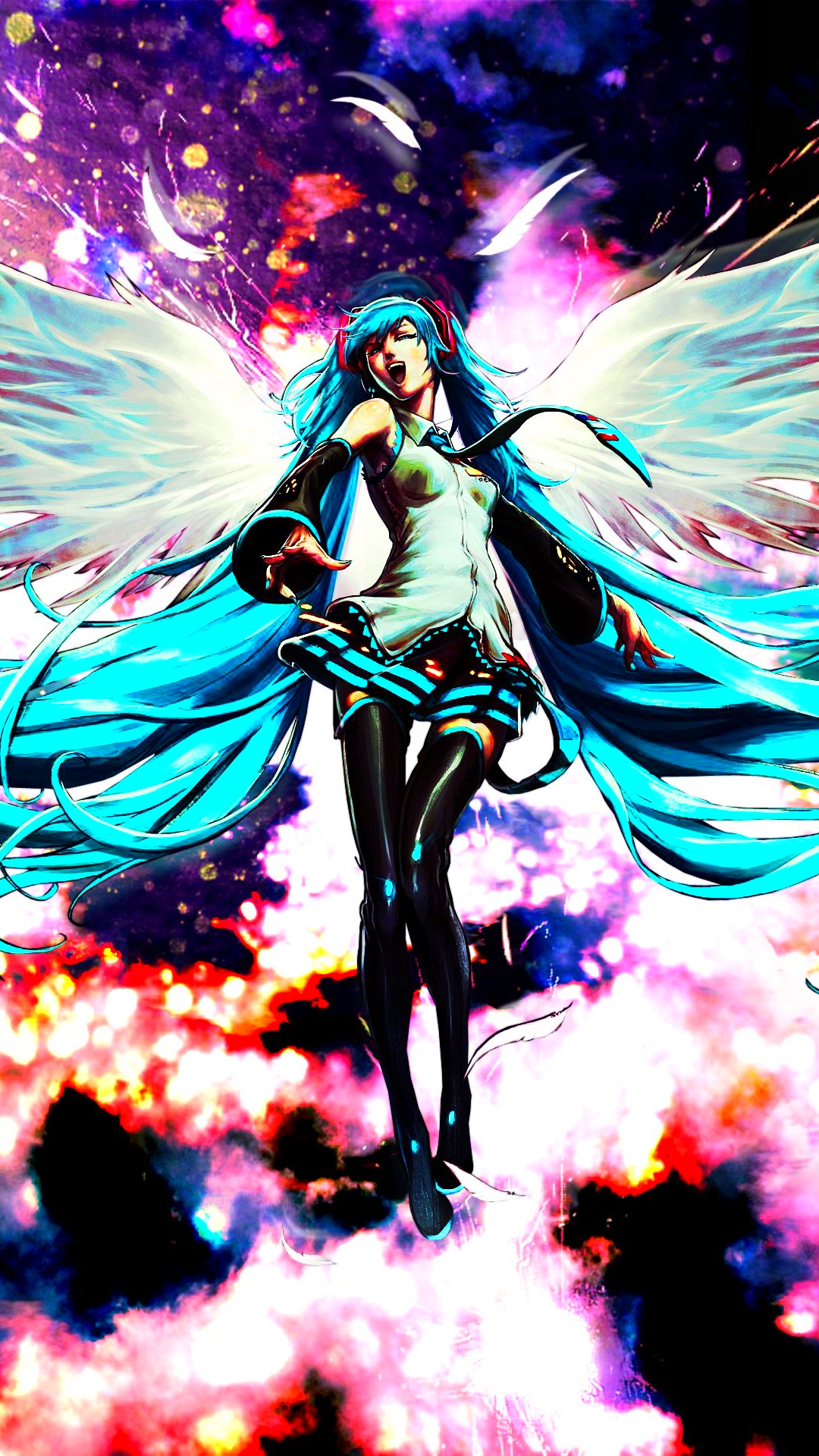 Download mobile wallpaper Anime, Wings, Angel, Vocaloid, Hatsune Miku for free.