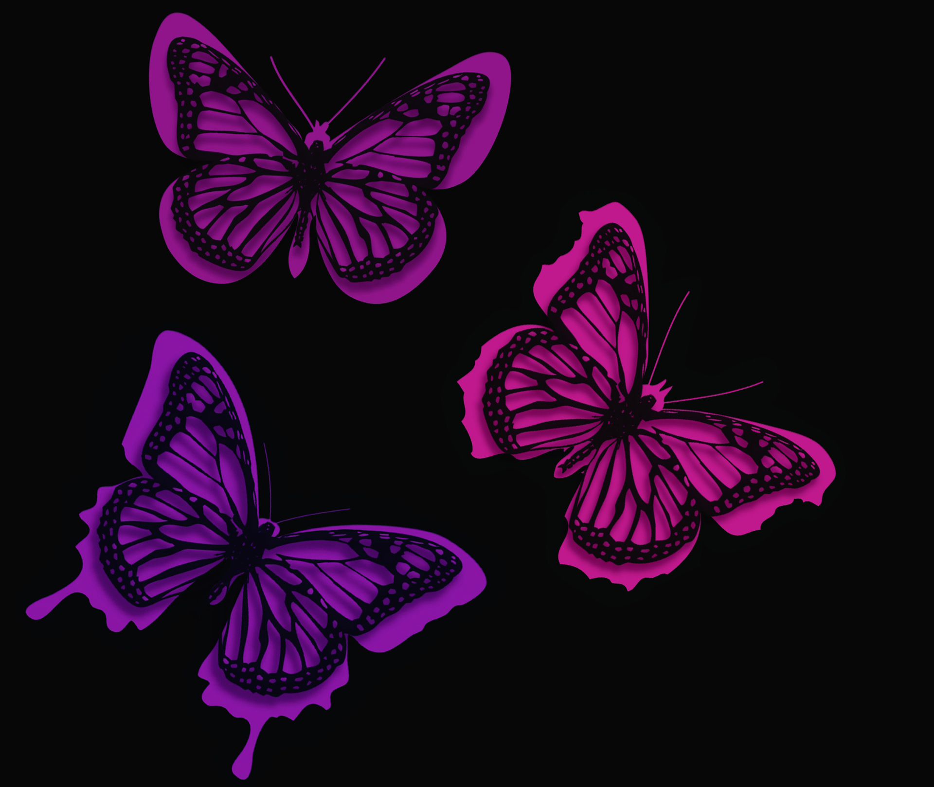 Скачать картинку Бабочка, Пурпурный, Художественные в телефон бесплатно.