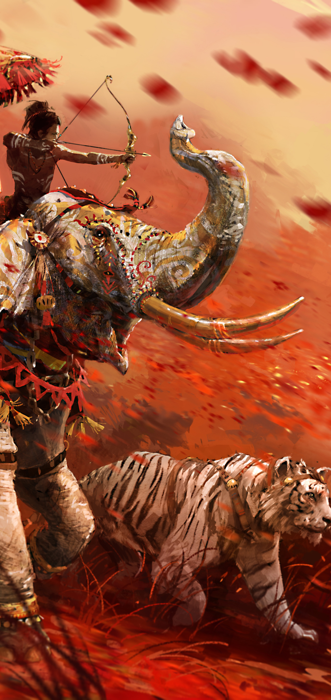 Handy-Wallpaper Tiger, Elefant, Computerspiele, Ferner Schrei, Far Cry 4 kostenlos herunterladen.
