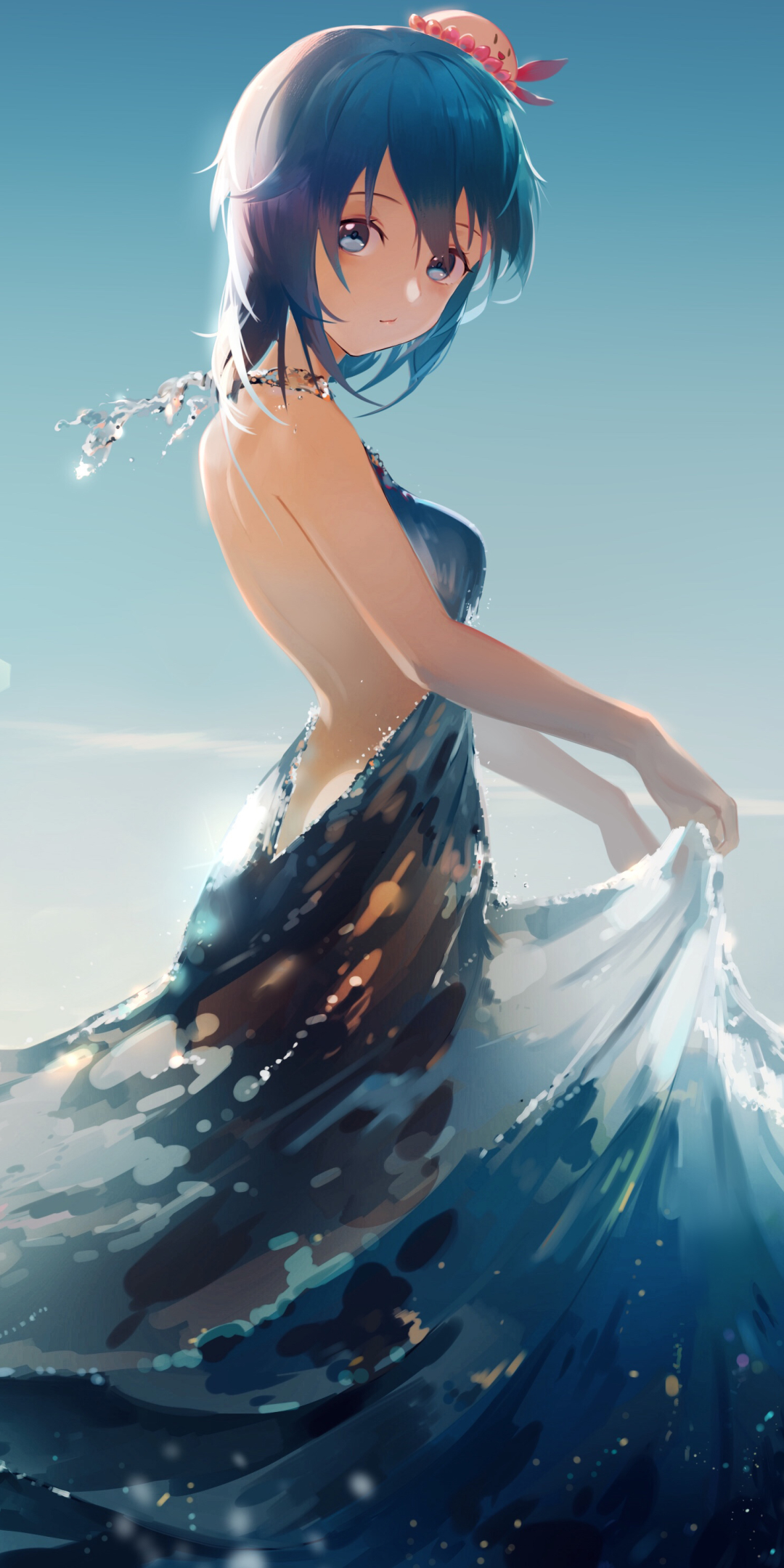 Download mobile wallpaper Anime, Water, Dress, Original for free.