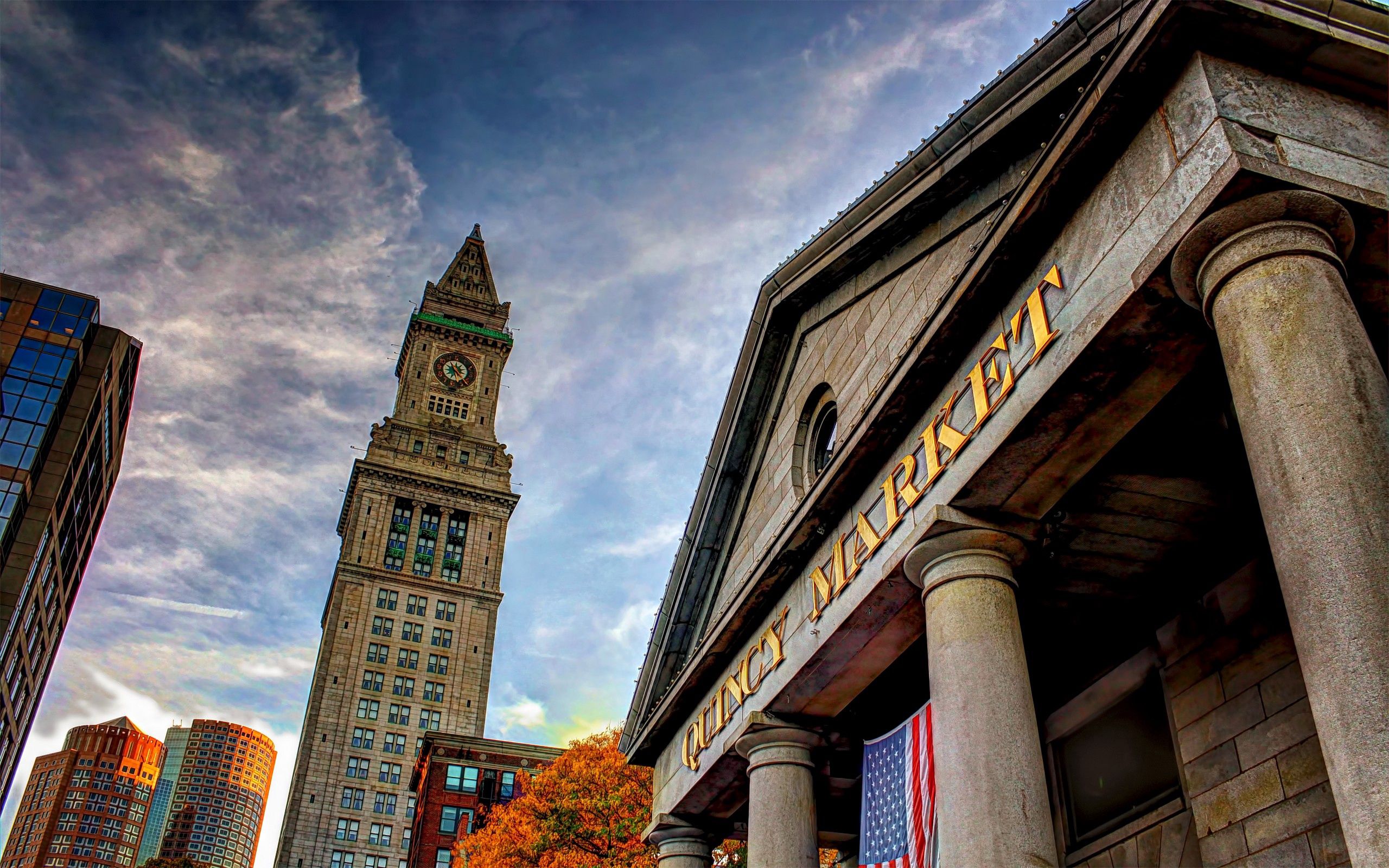 Скачать картинку Бостон, Quincy Market, Небо, Здание, Каменный, Города в телефон бесплатно.