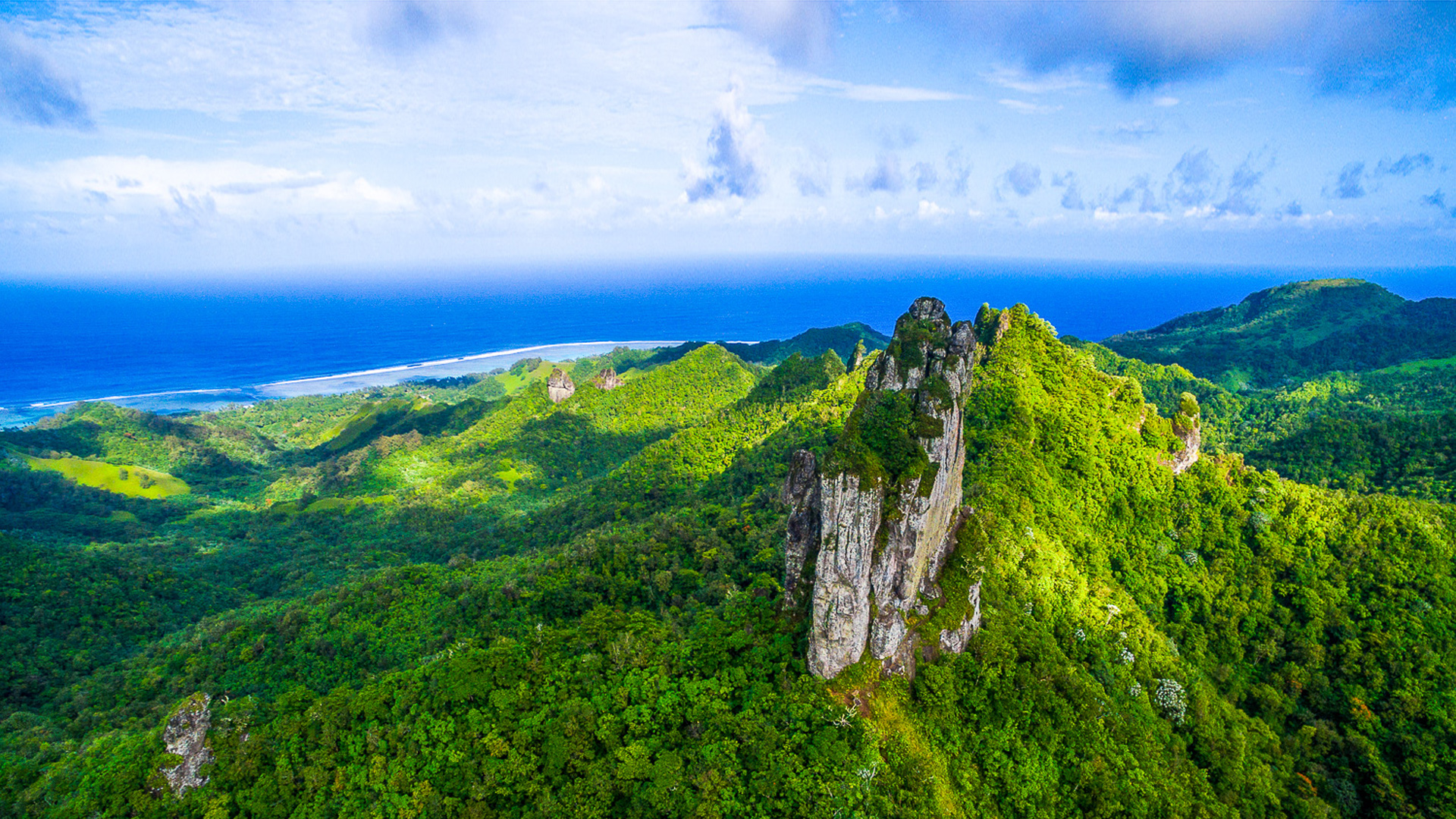Download mobile wallpaper Landscape, Forest, Ocean, Earth, Cook Islands for free.