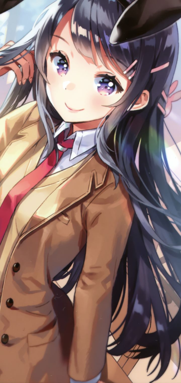 Download mobile wallpaper Anime, Purple Eyes, Animal Ears, Mai Sakurajima, Rascal Does Not Dream Of Bunny Girl Senpai for free.