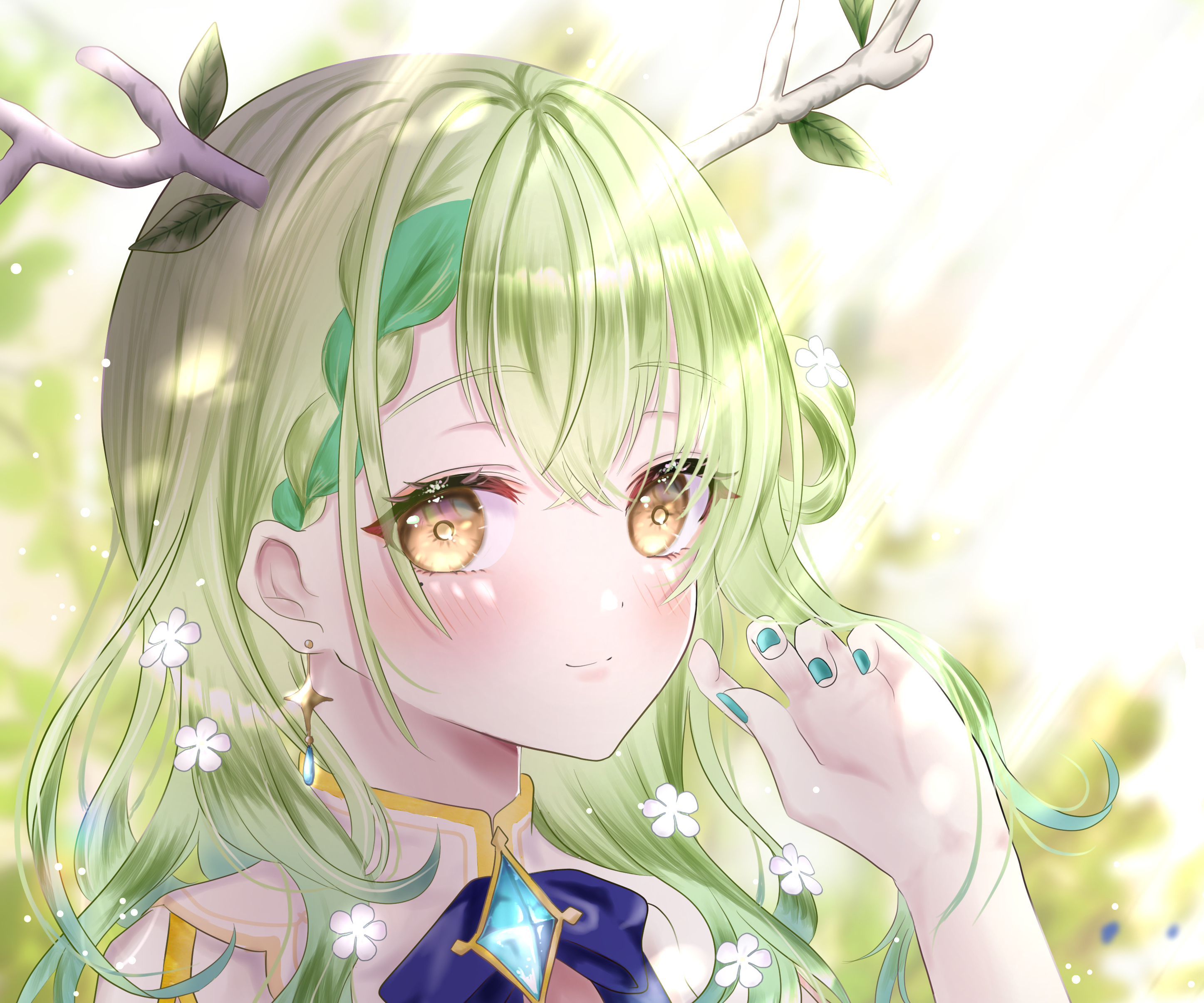 Free download wallpaper Anime, Green Hair, Virtual Youtuber, Hololive, Ceres Fauna on your PC desktop