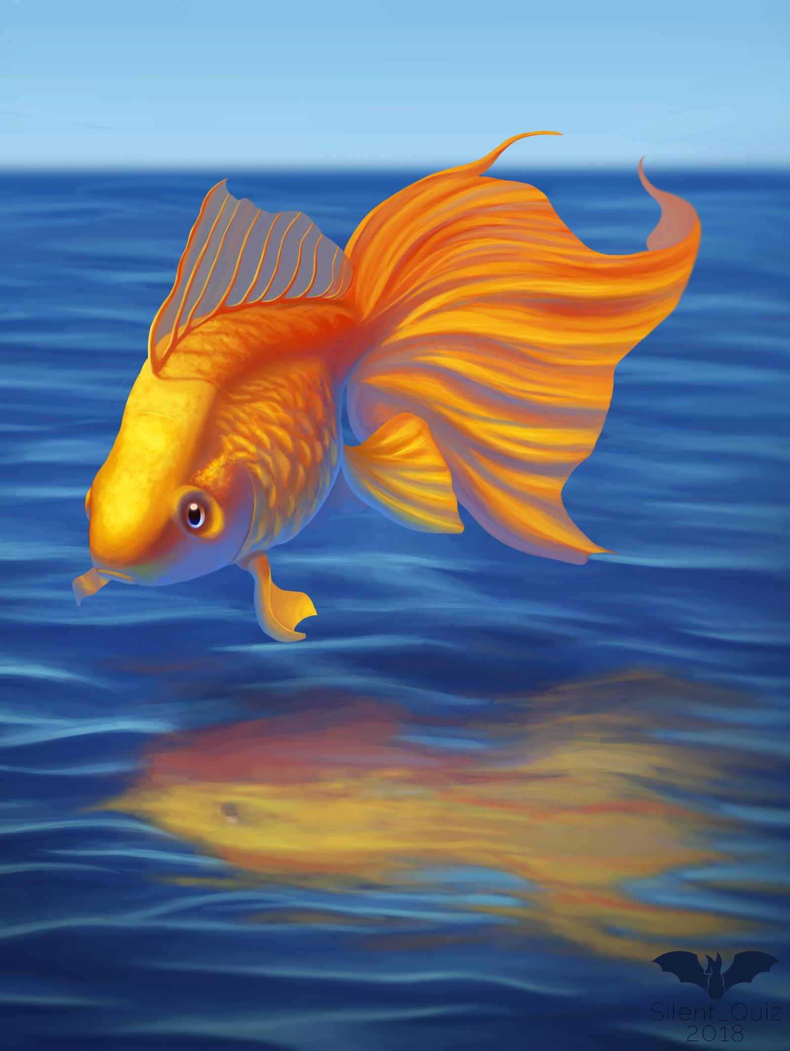 120072 скачать обои рыба, золотая рыбка, вода, арт - заставки и картинки бесплатно
