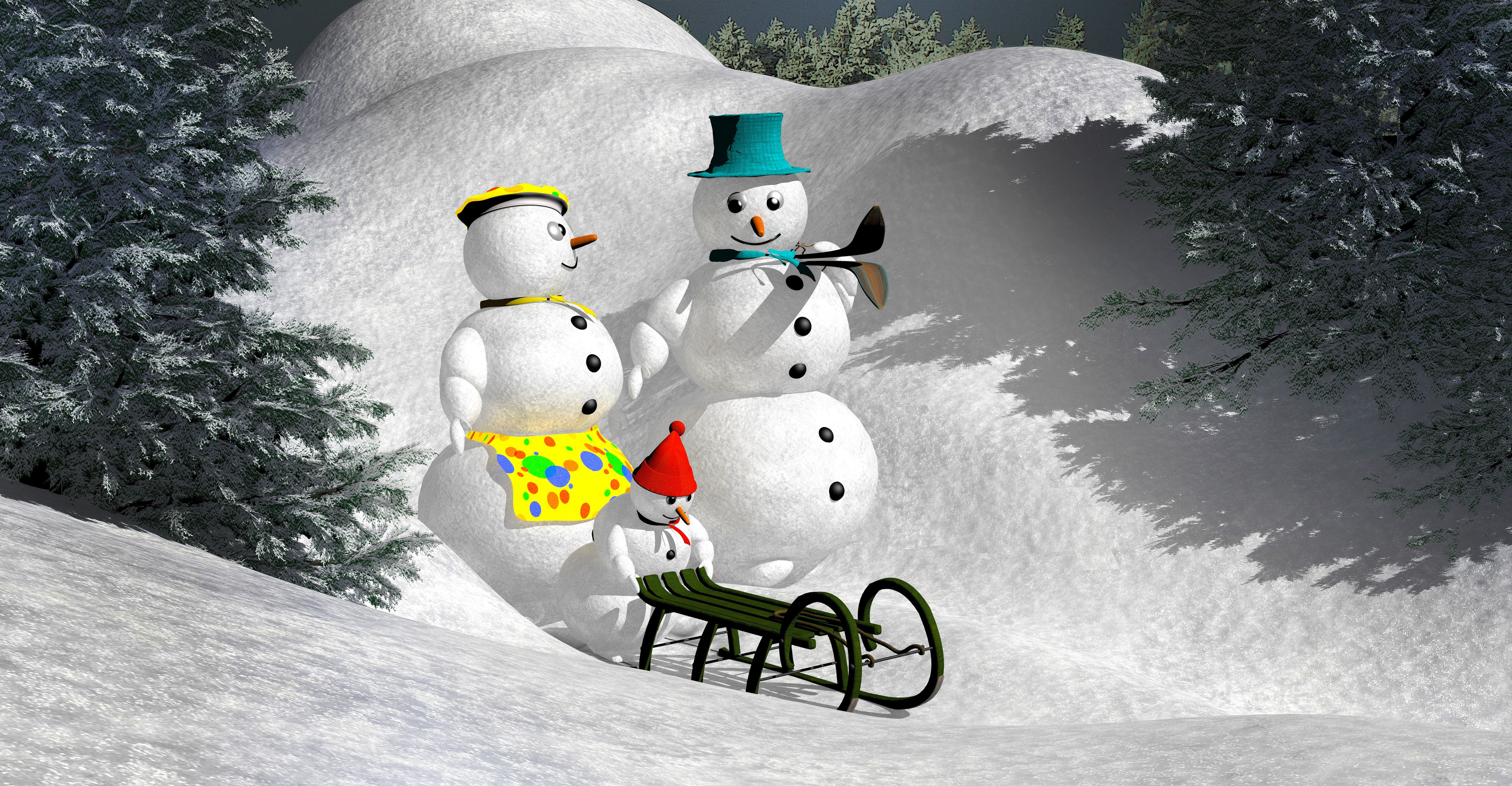 Download mobile wallpaper Winter, Snow, Snowman, Christmas, Artistic for free.