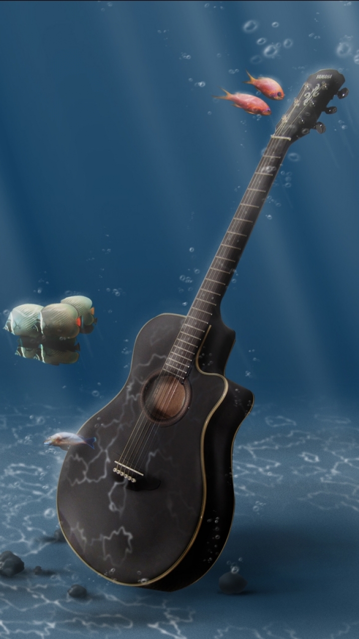 Download mobile wallpaper Music, Guitar, Fish for free.