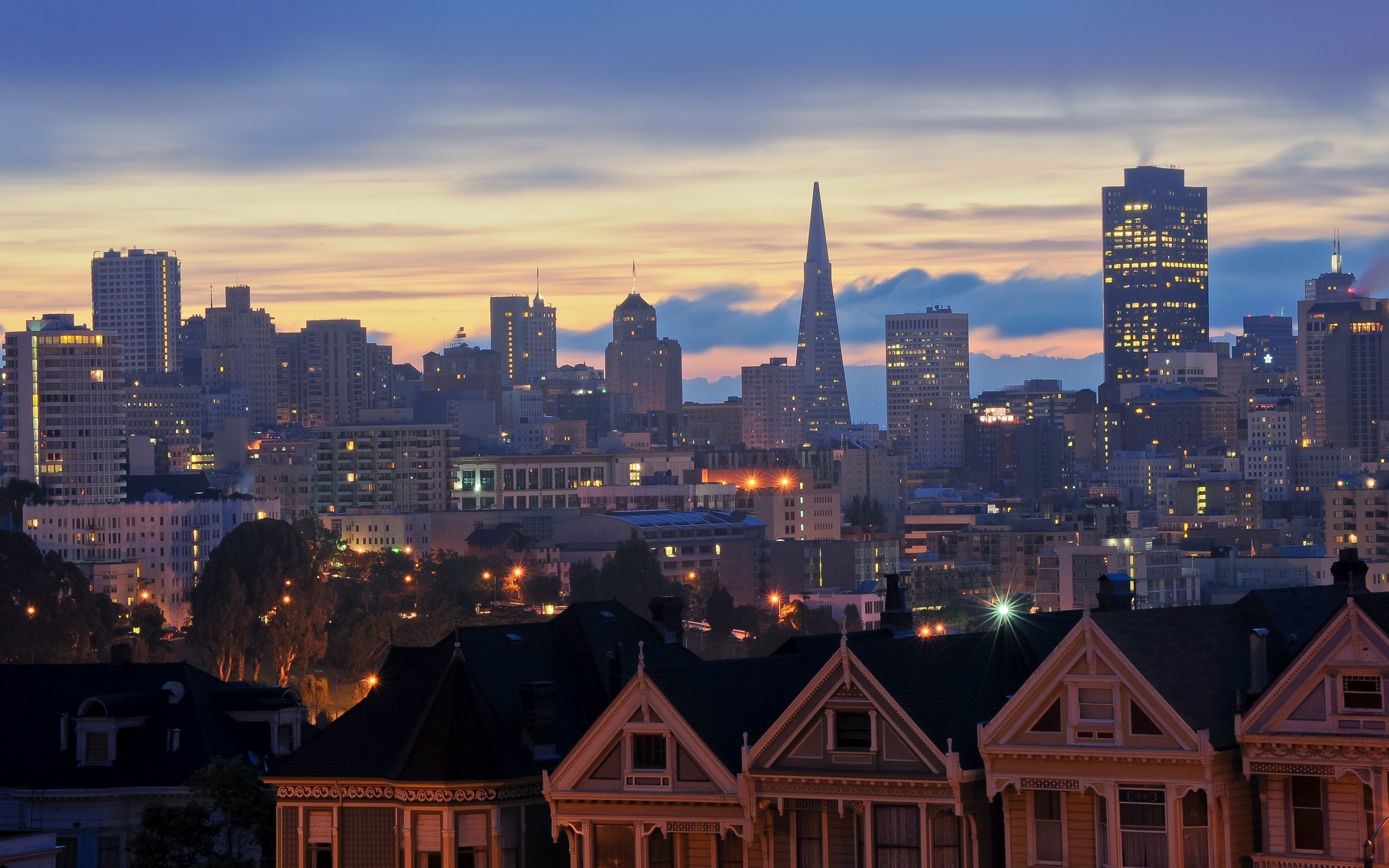 Download mobile wallpaper The Painted Ladies, San Francisco, Sunrise, Cities, Man Made, City for free.
