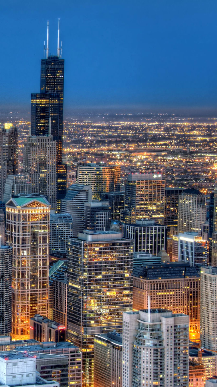 無料モバイル壁紙都市, 超高層ビル, 建物, 光, Hdr, シカゴ, 夜, 建築, マンメイド, 街並みをダウンロードします。