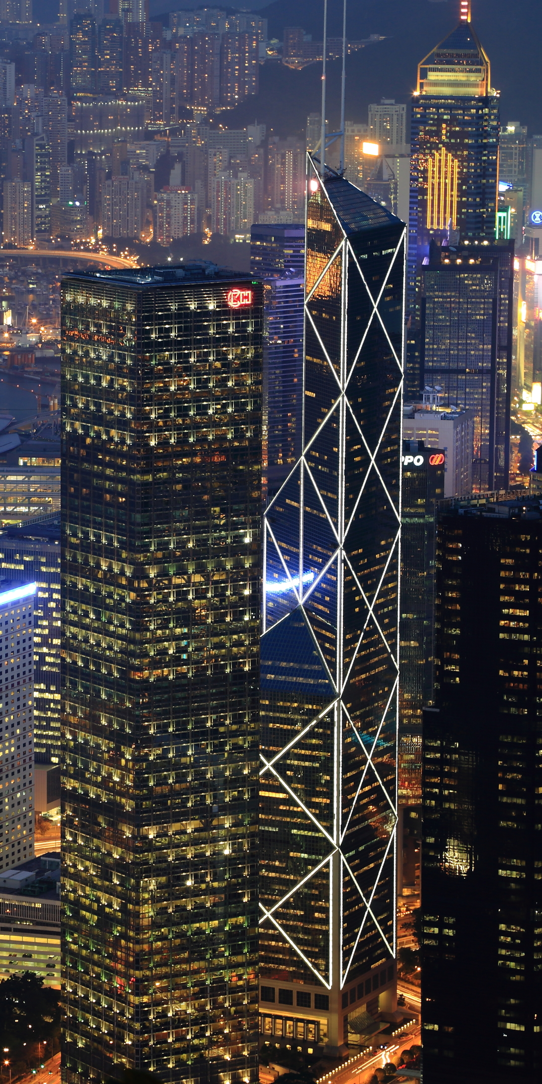 Скачати мобільні шпалери Міста, Ніч, Мегаполіс, Китай, Гонконг, Створено Людиною безкоштовно.