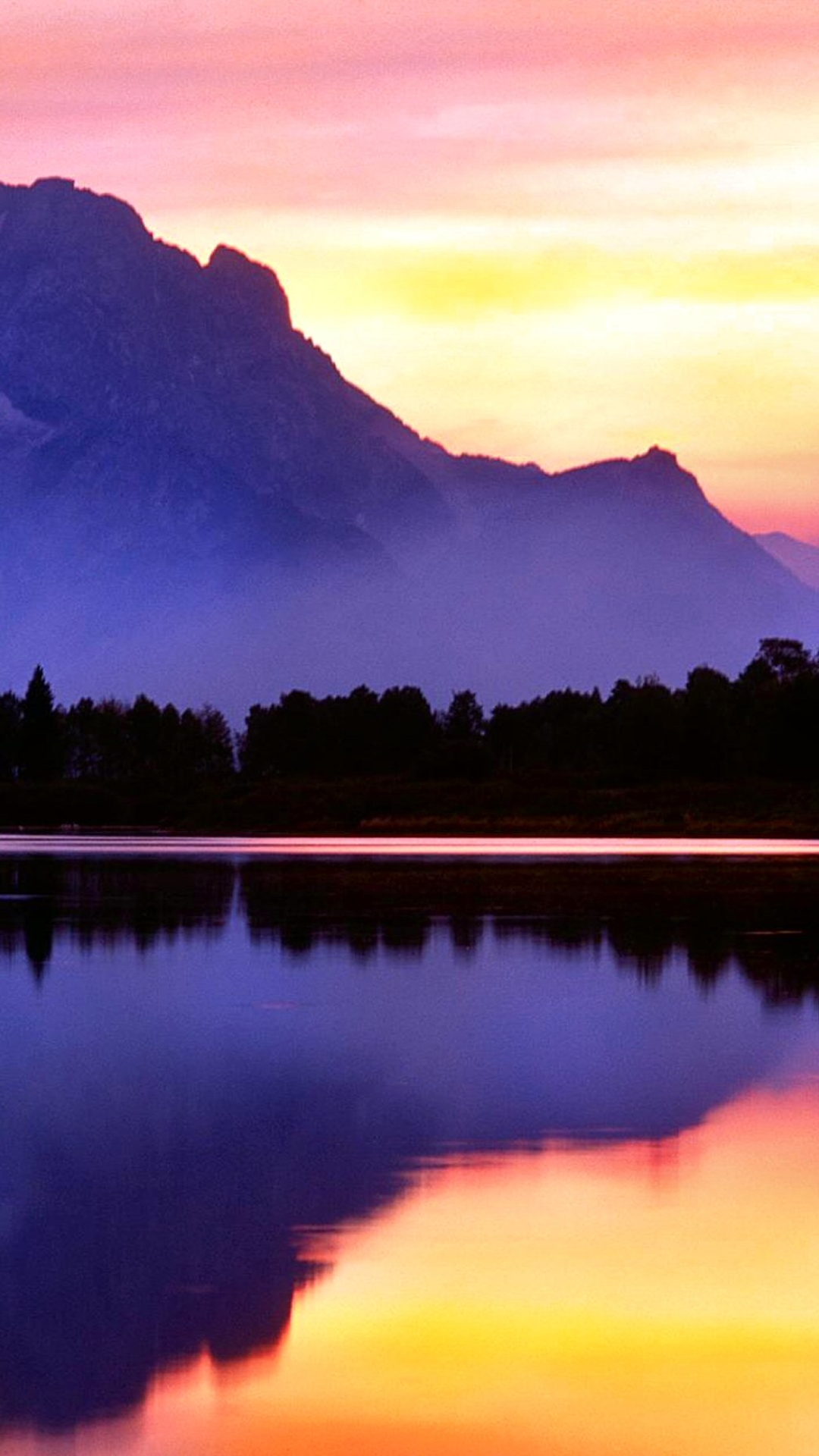 Скачать картинку Гора, Озеро, Отражение, Живопись, Пурпурный, Живописный, Земля/природа в телефон бесплатно.
