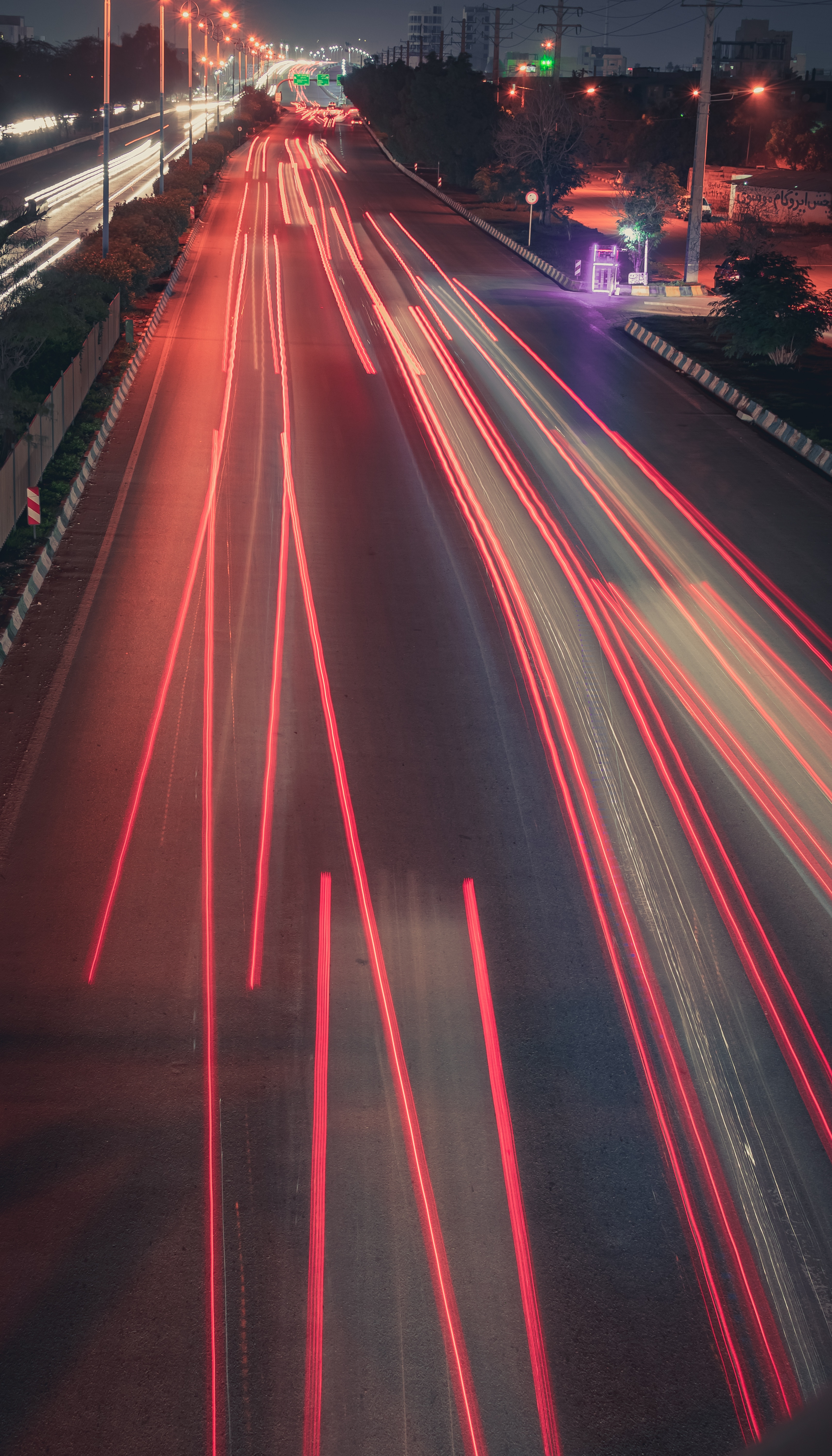 Download mobile wallpaper Long Term Exposure, Road, Cities, Illumination, Speed, Backlight, Night City for free.