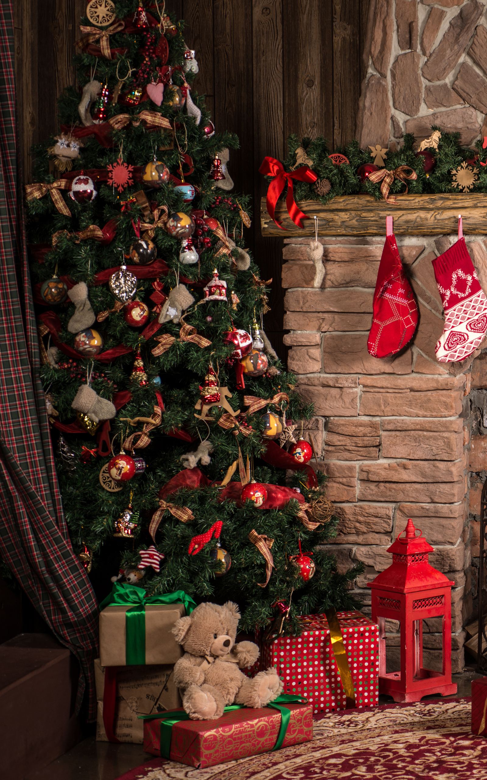 christmas, holiday, christmas tree, christmas ornaments, stocking Full HD