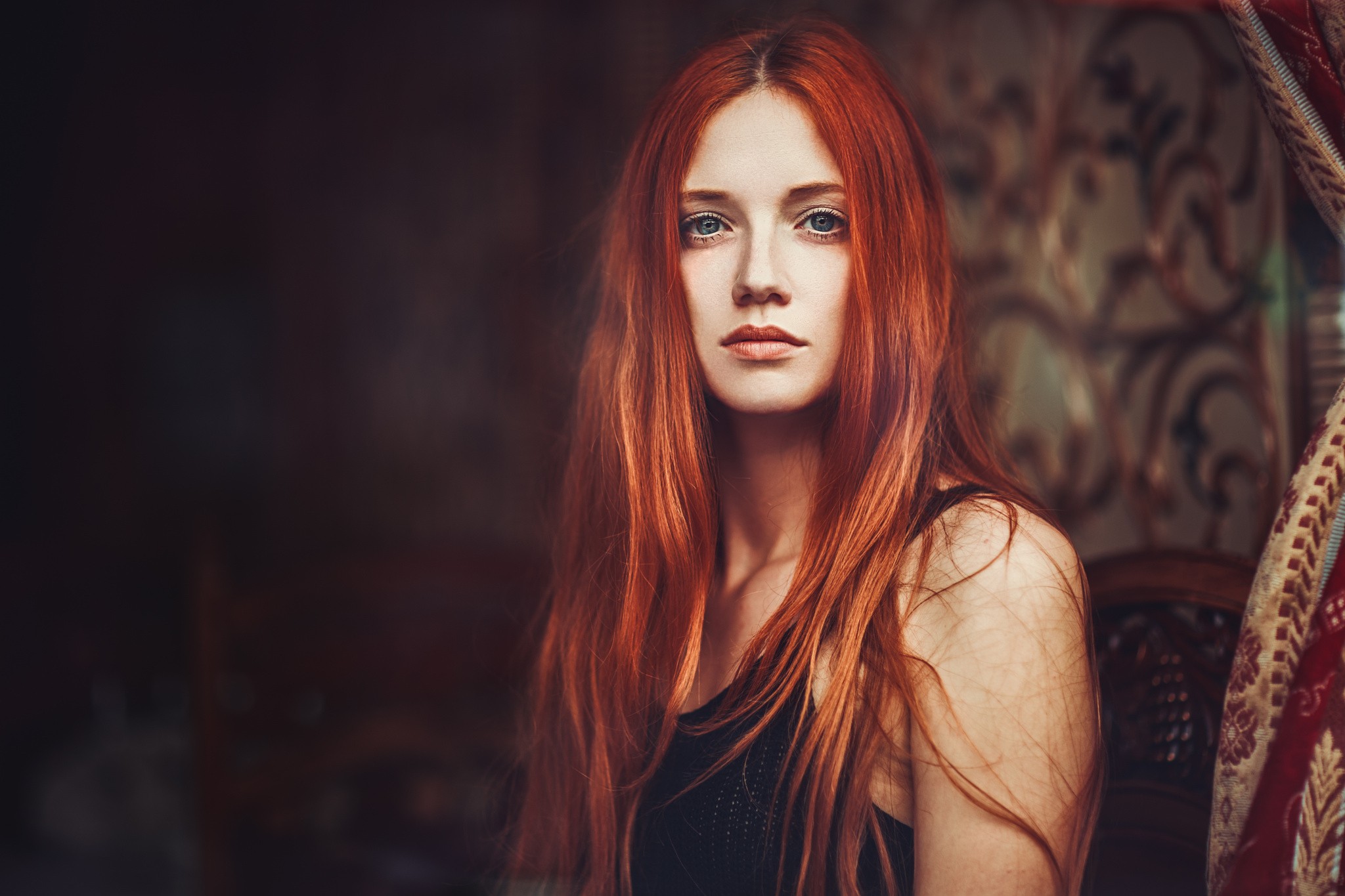 Free download wallpaper Redhead, Model, Women, Blue Eyes, Long Hair on your PC desktop