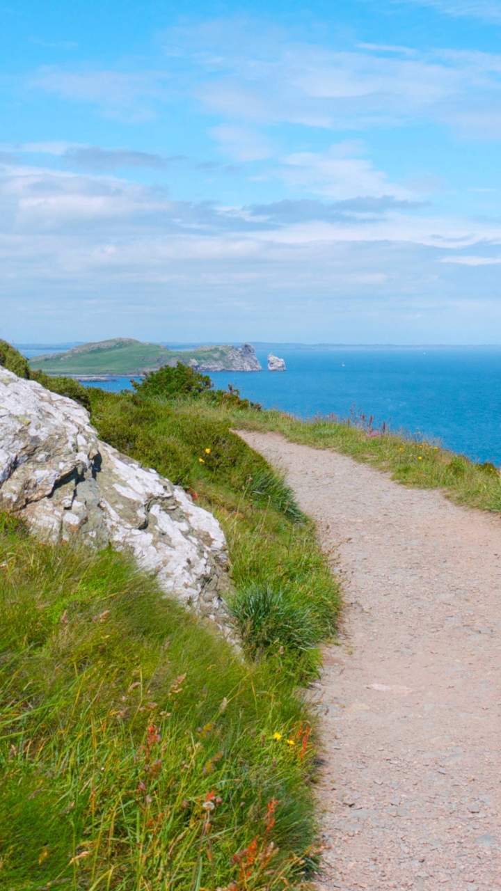 Download mobile wallpaper Horizon, Ocean, Path, Coastline, Ireland, Man Made for free.