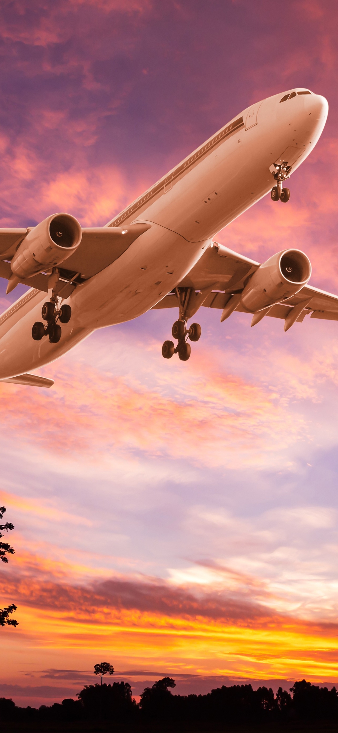 Handy-Wallpaper Flugzeug, Himmel, Sonnenuntergang, Passagierflugzeug, Fahrzeuge kostenlos herunterladen.