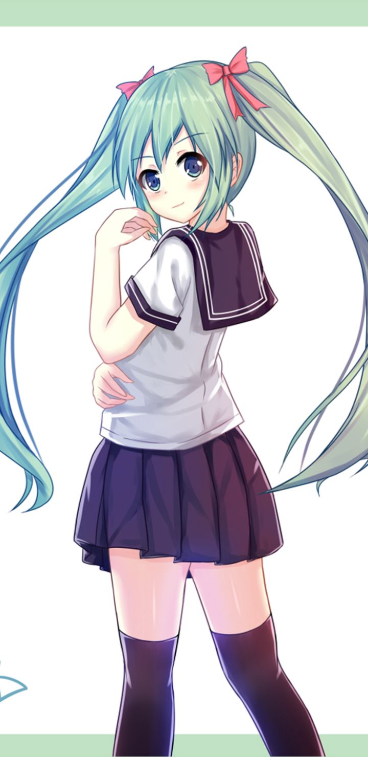 Download mobile wallpaper Anime, Vocaloid, School Uniform, Hatsune Miku for free.