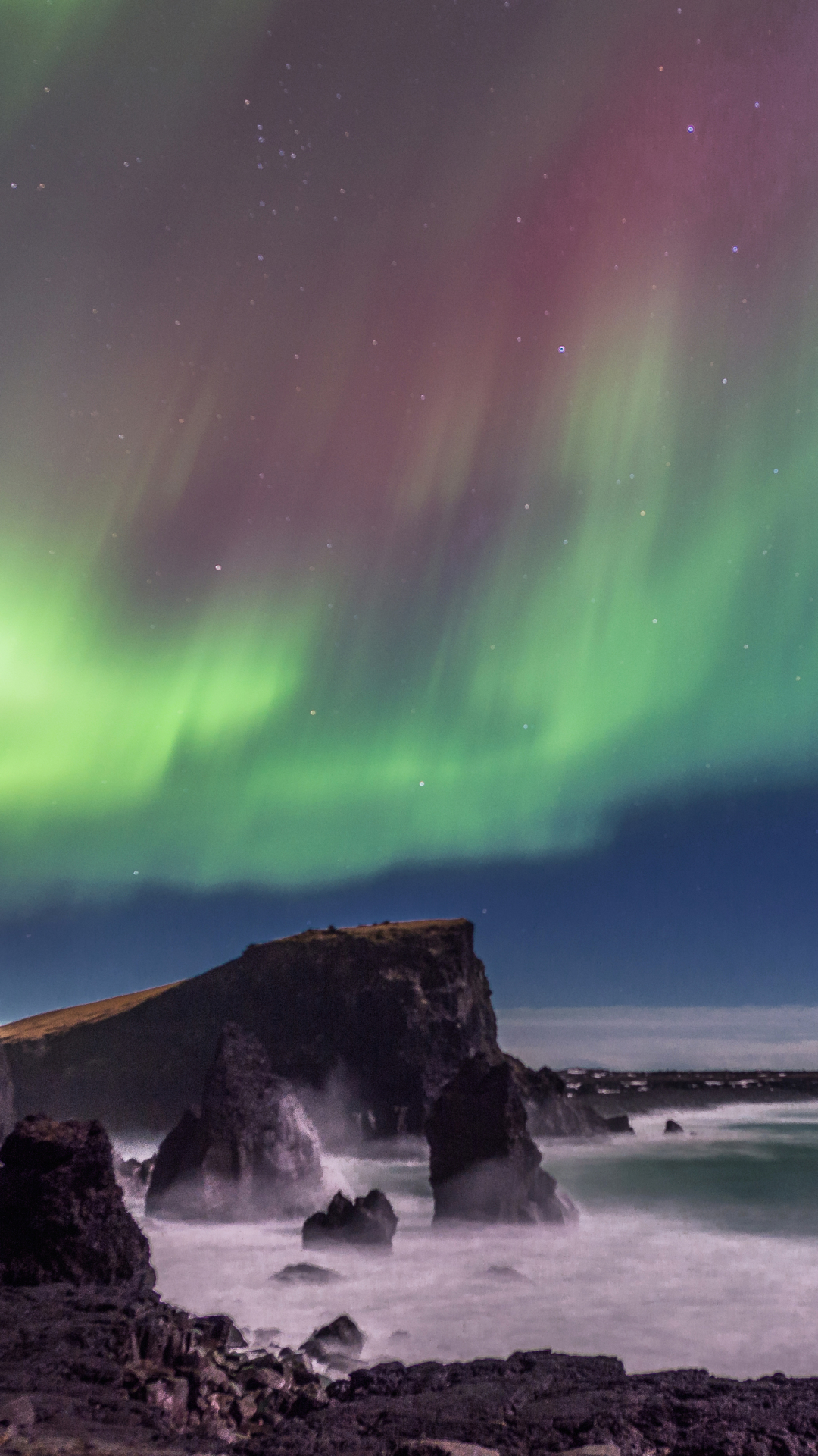 Скачати мобільні шпалери Земля, Північне Сяйво, Ісландія, Півострів Рейкьянес безкоштовно.