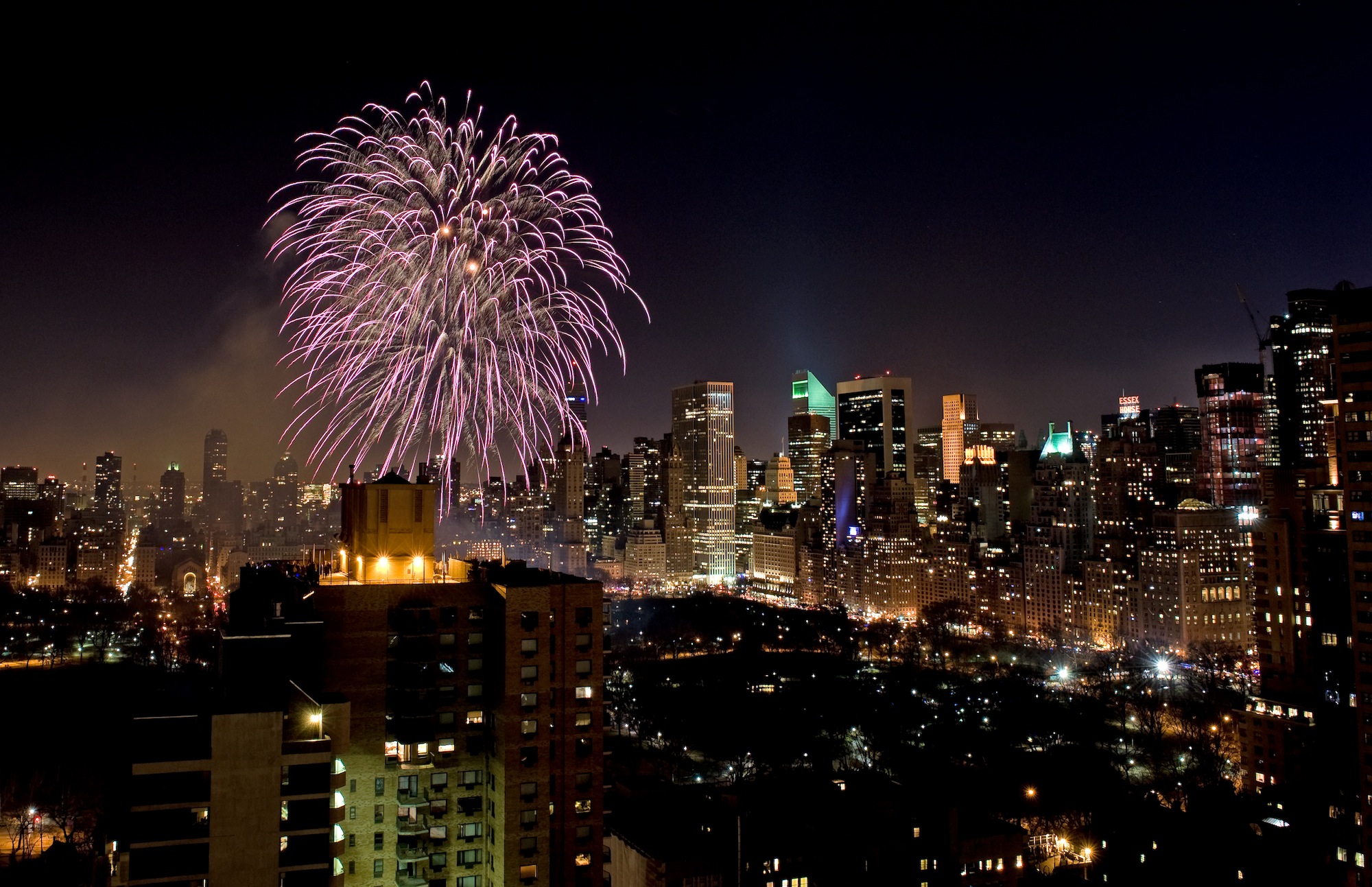 Free download wallpaper Night, Skyscraper, Building, New York, Fireworks, Photography on your PC desktop