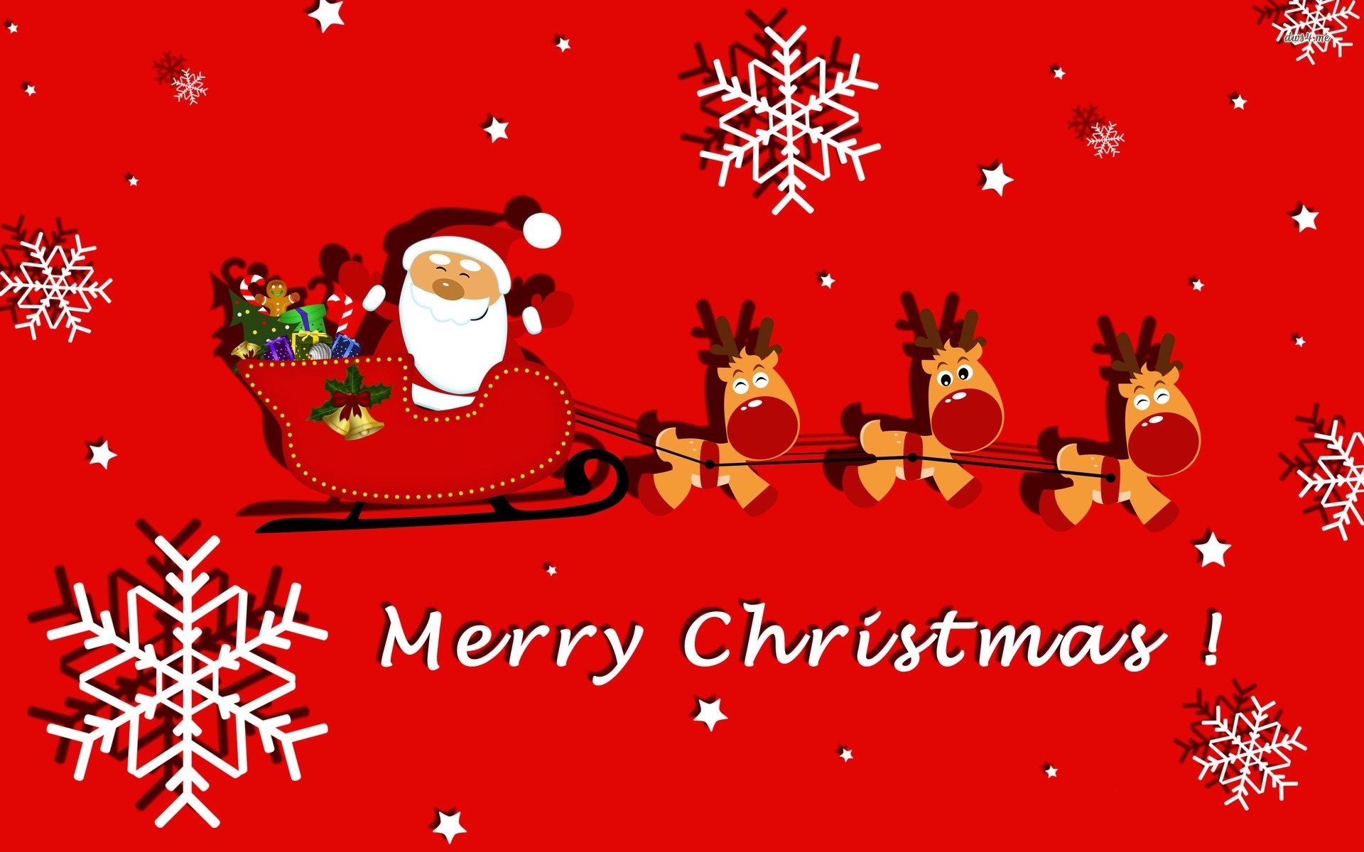 Скачати мобільні шпалери Санта Клаус, Різдво, Свято, Сани, Сніжинка, Щасливого Різдва, Північний Олень безкоштовно.