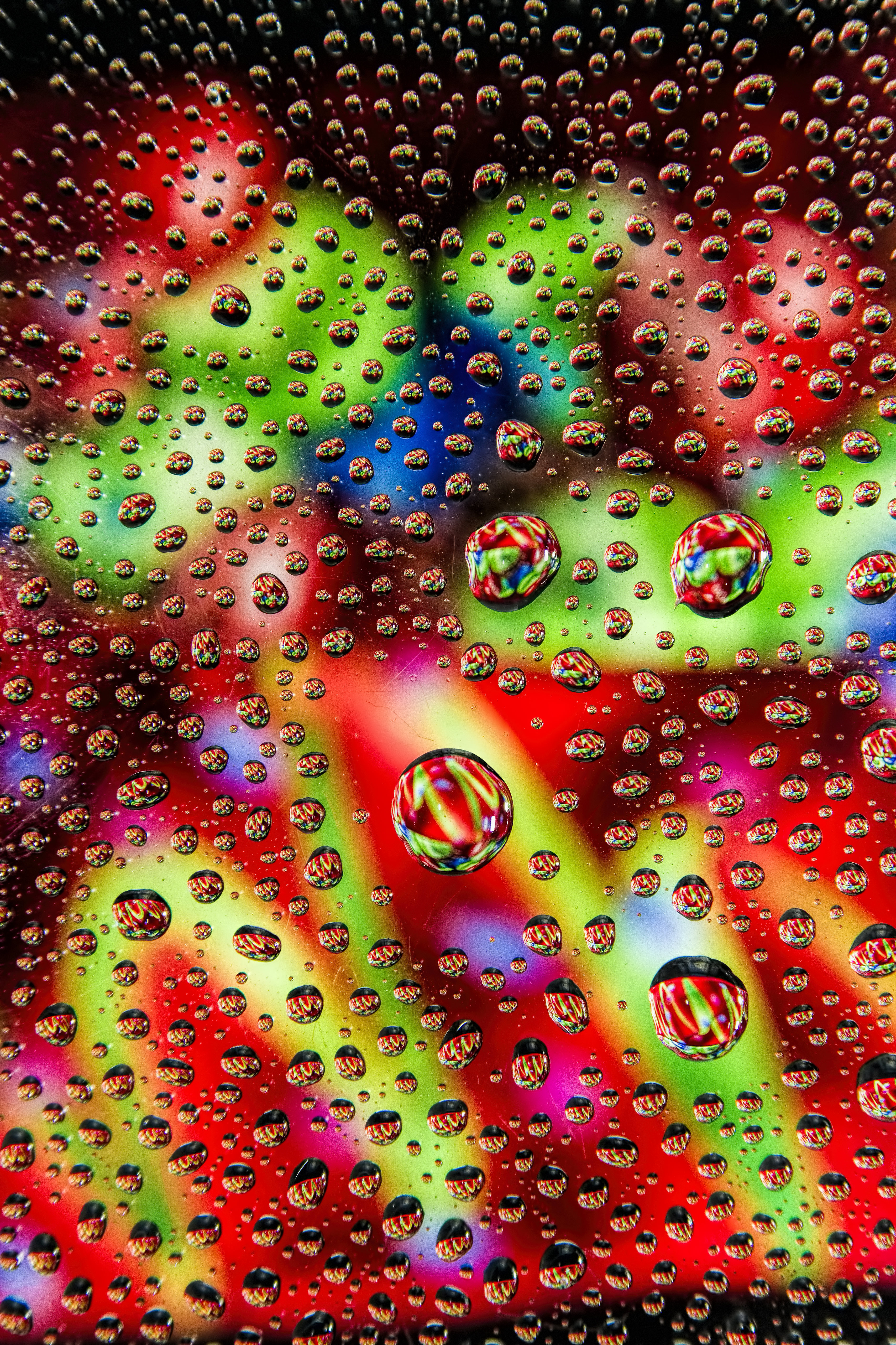 Free download wallpaper Abstract, Reflection, Drops, Multicolored, Motley, Surface on your PC desktop