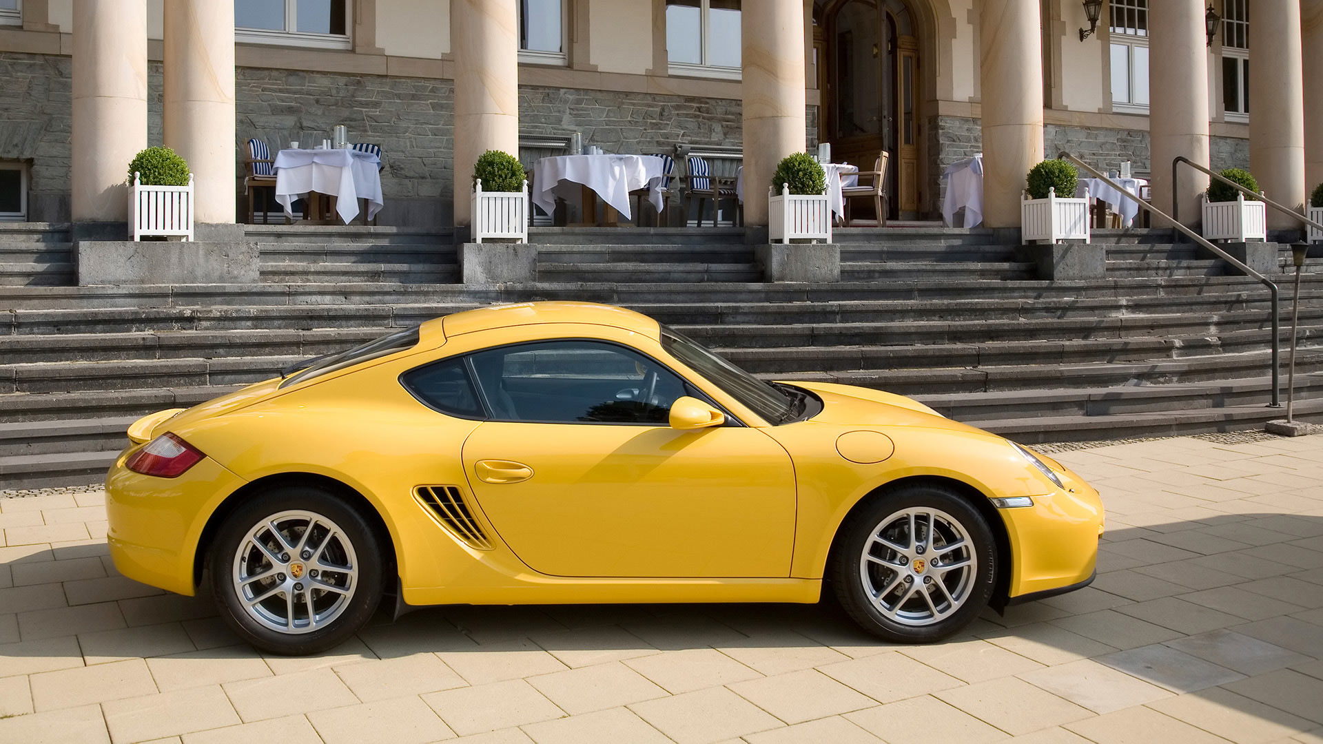 Download mobile wallpaper Porsche Cayman, Porsche, Yellow Car, Vehicles, Car for free.
