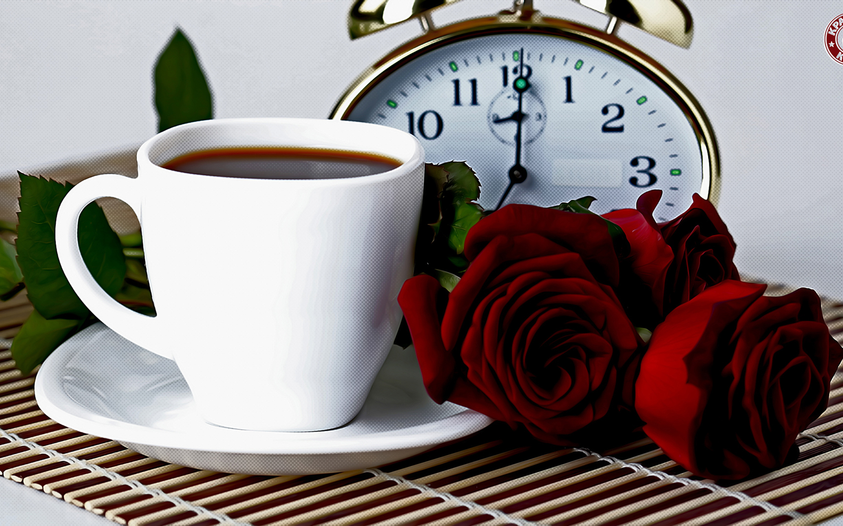 Download mobile wallpaper Clock, Coffee, Still Life, Flower, Photography for free.
