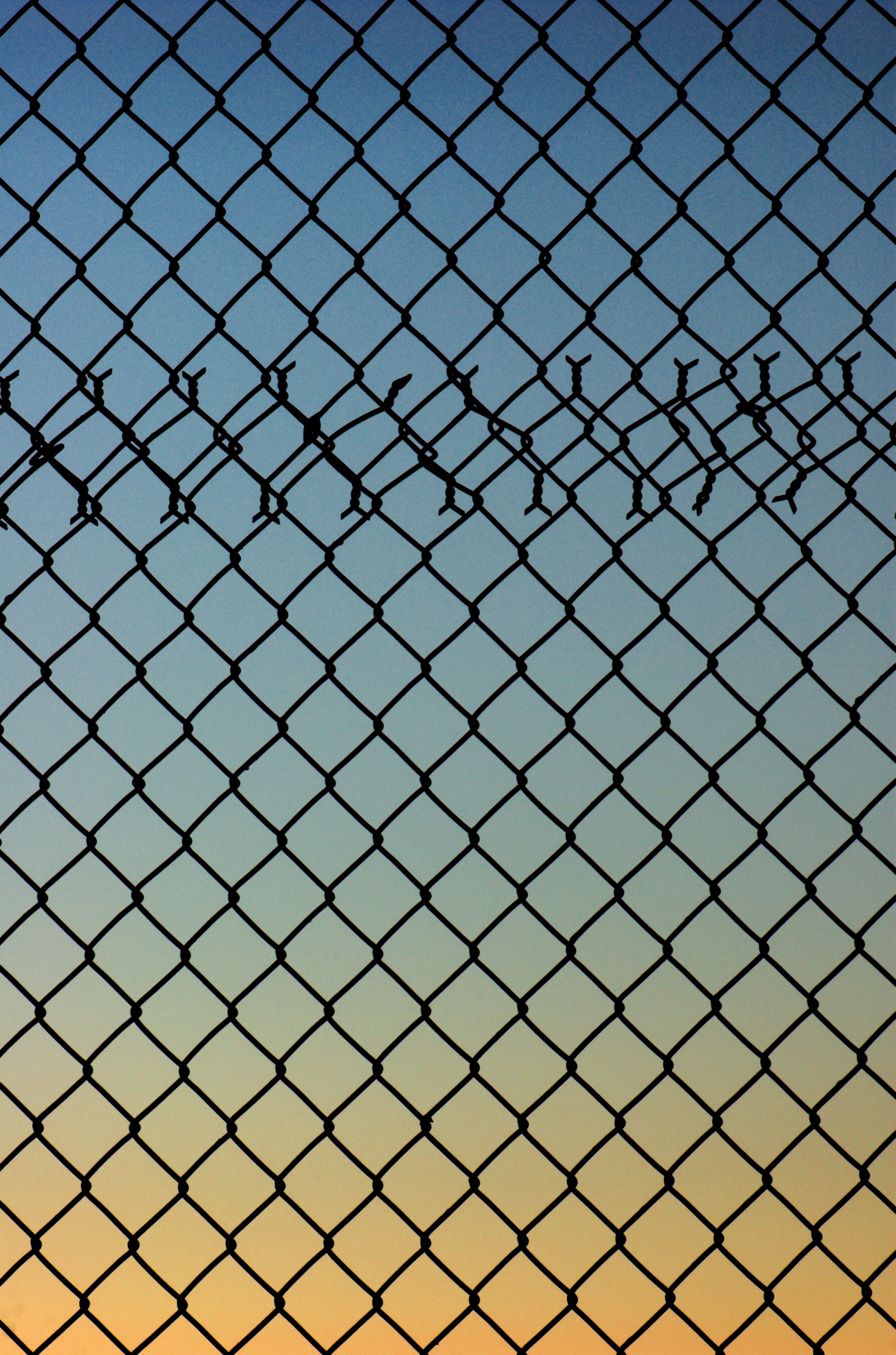 Download mobile wallpaper Fence, Miscellanea, Miscellaneous, Grid, Metal, Gradient for free.