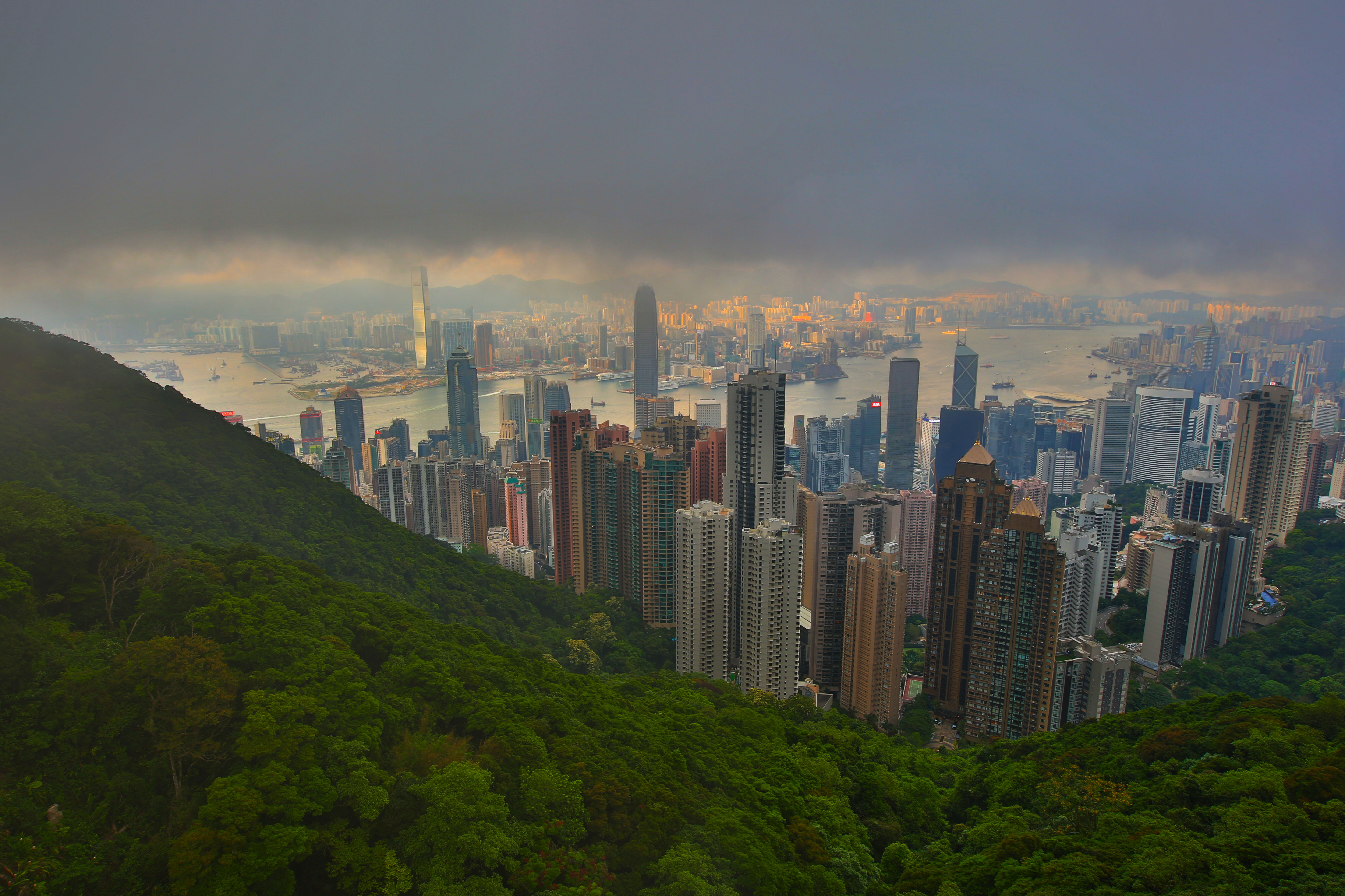 356923画像をダウンロードマンメイド, 香港, 中国, 霧, メガポリス, ビクトリア・ハーバー, 都市-壁紙とスクリーンセーバーを無料で