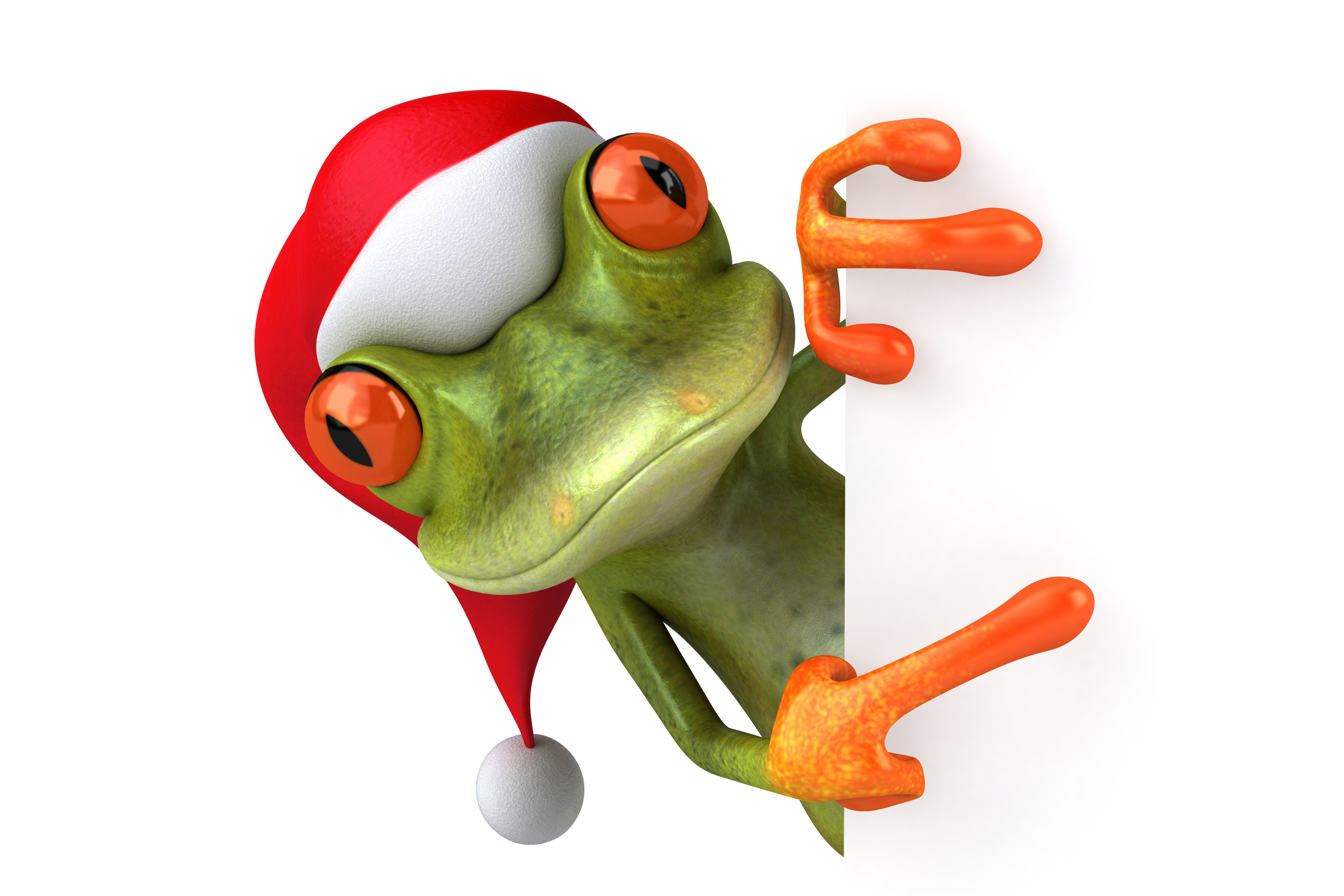 Handy-Wallpaper Tiere, Frosch, Cgi, Weihnachtsmütze kostenlos herunterladen.