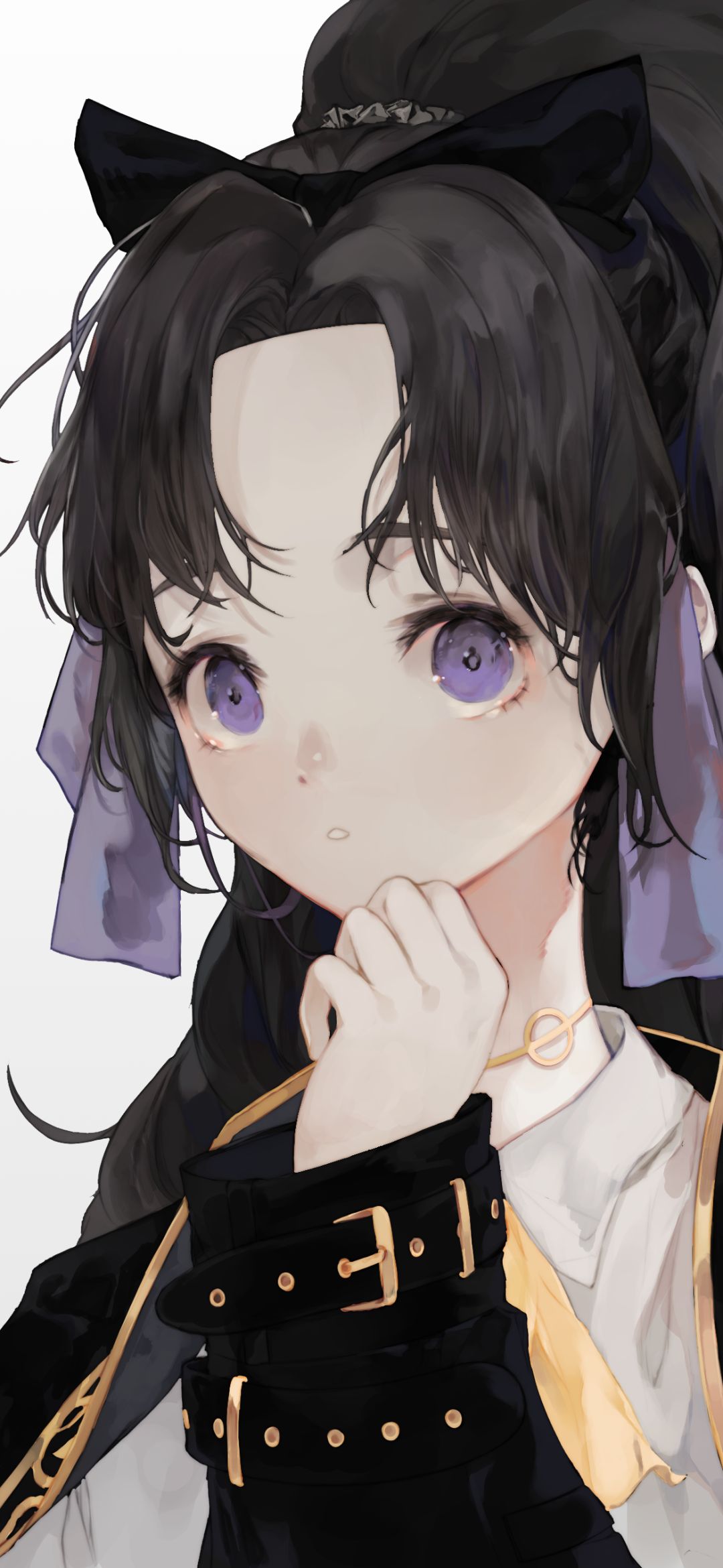 Download mobile wallpaper Anime, Original, Black Hair, Purple Eyes for free.