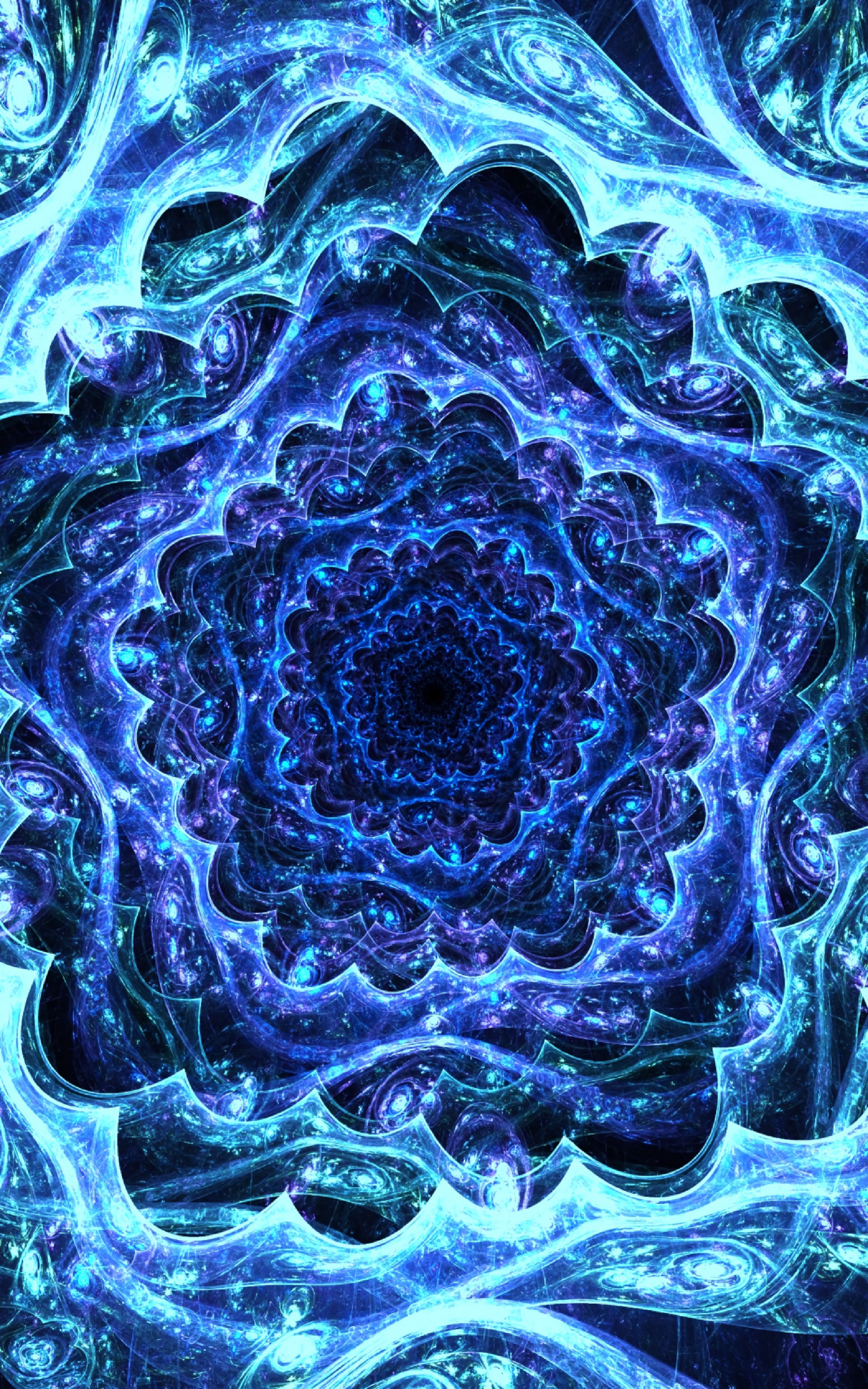 bright, depth, abstract, blue, fractal, kaleidoscope