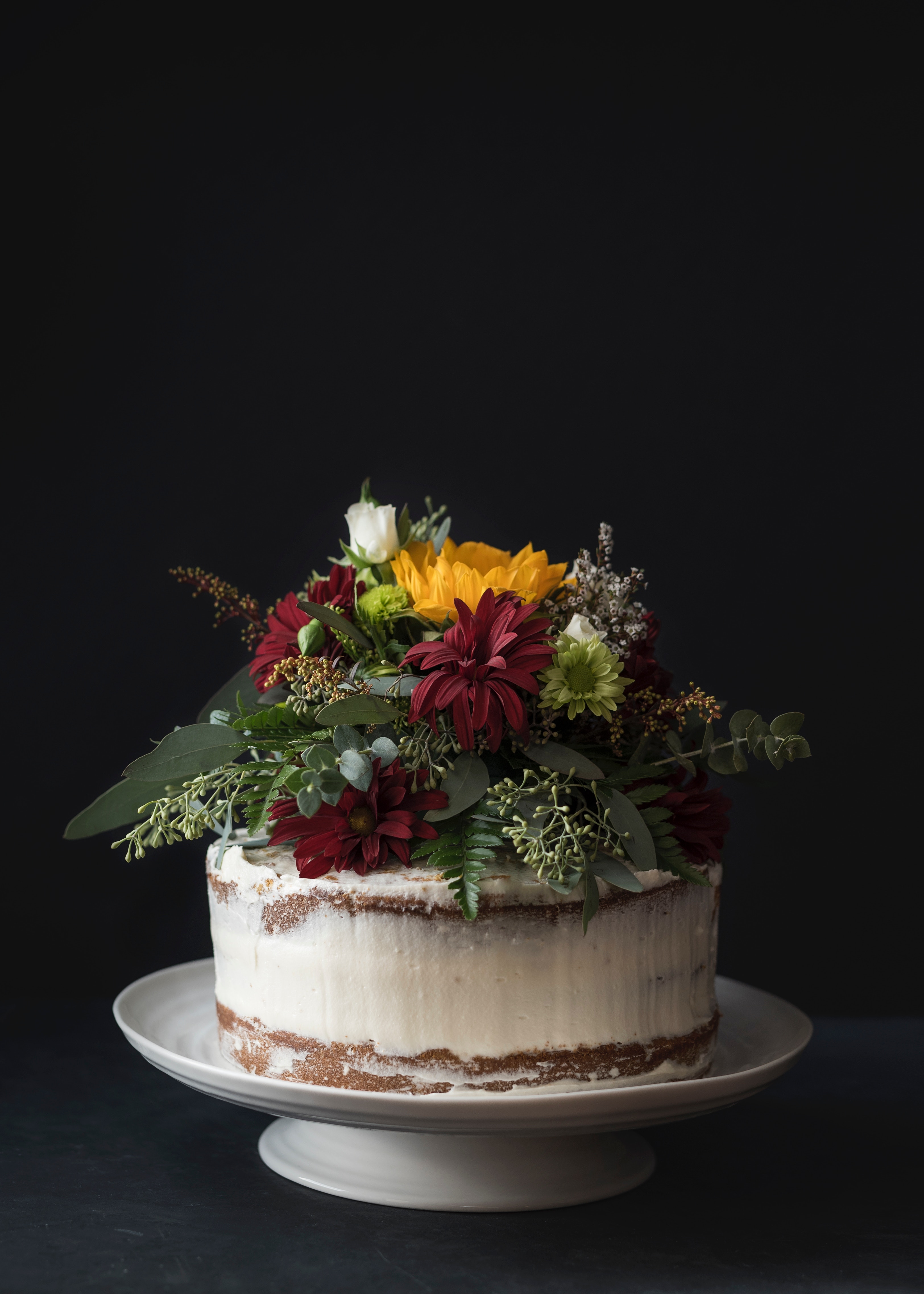 cake, flowers, food, desert, bakery products, baking