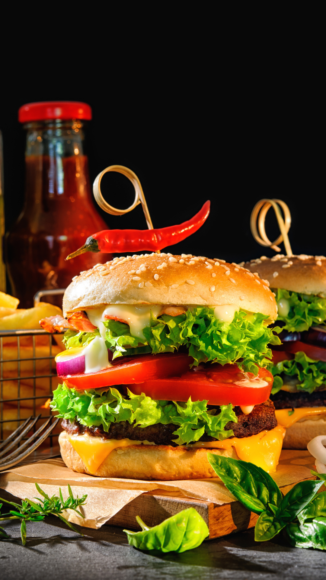 Handy-Wallpaper Hamburger, Nahrungsmittel, Stillleben kostenlos herunterladen.