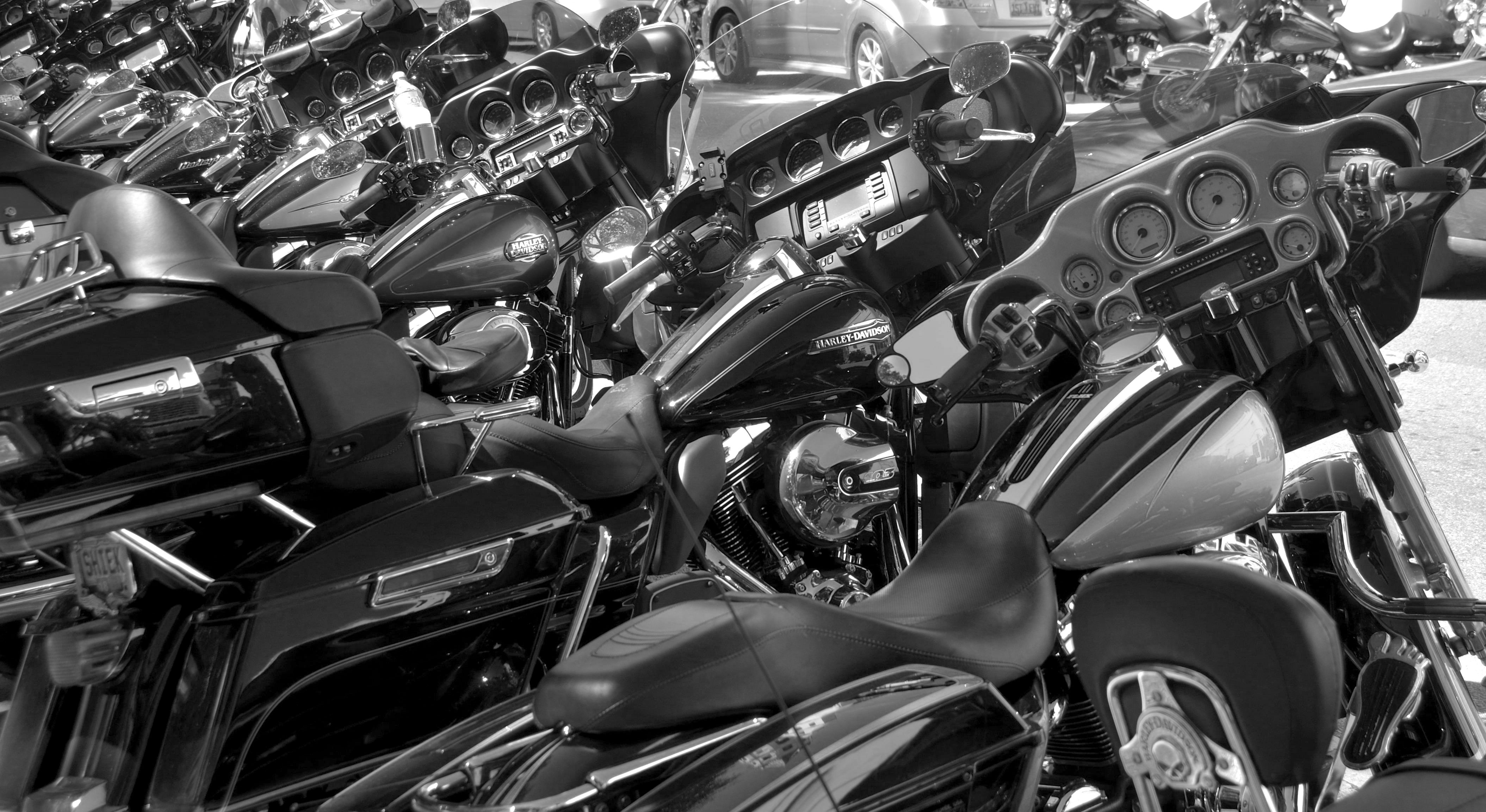 Laden Sie das Motorräder, Motorrad, Schwarz Weiß, Harley Davidson, Fahrzeuge-Bild kostenlos auf Ihren PC-Desktop herunter