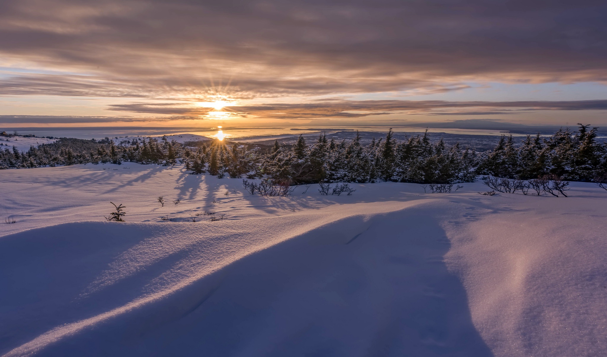 Descarga gratuita de fondo de pantalla para móvil de Paisaje, Invierno, Naturaleza, Horizonte, Atardecer, Tierra/naturaleza.