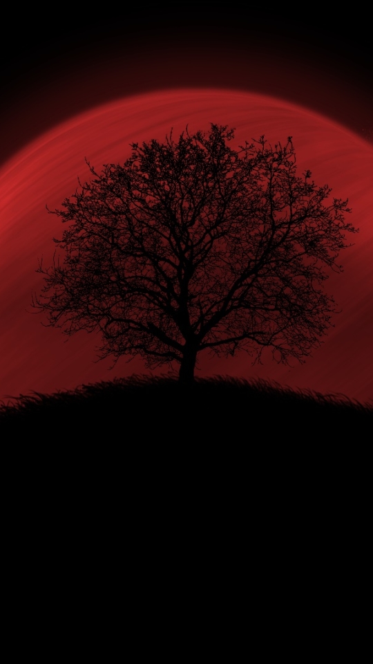 Download mobile wallpaper Moon, Silhouette, Tree, Artistic for free.