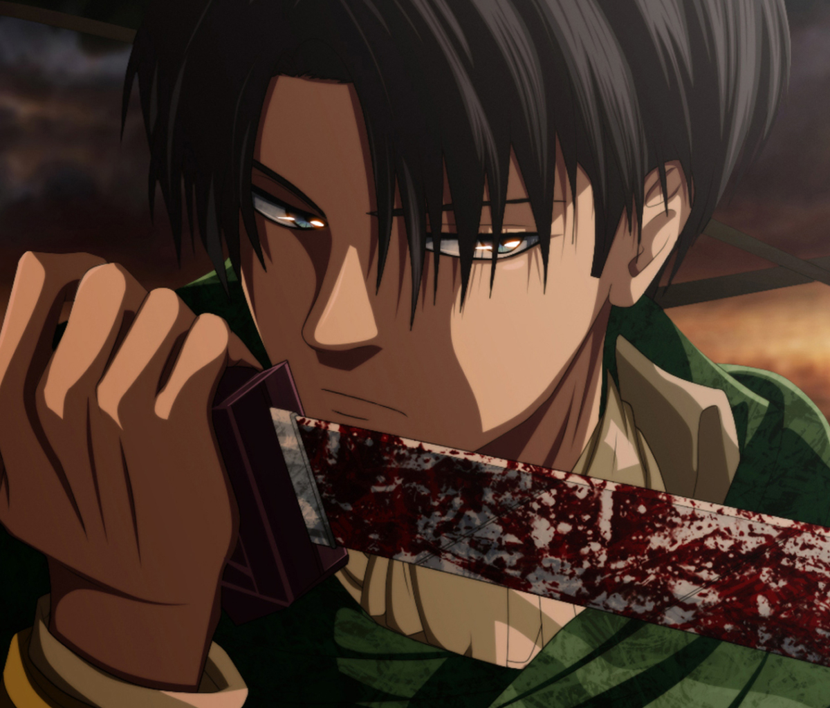 Handy-Wallpaper Blut, Schwert, Animes, Attack On Titan, Levi Ackermann kostenlos herunterladen.