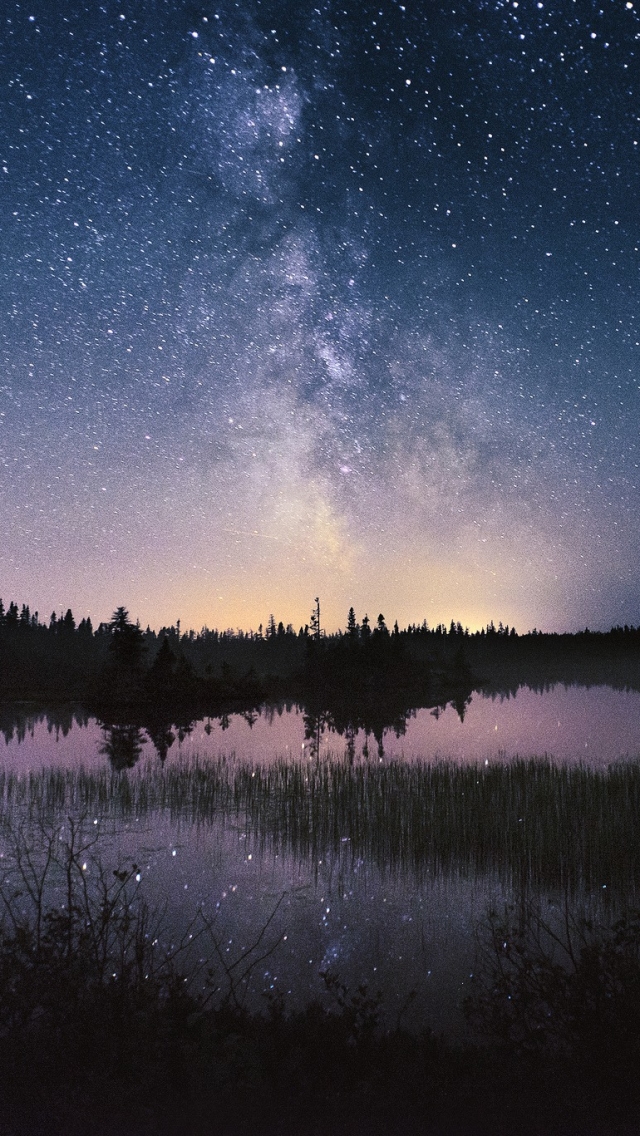 Download mobile wallpaper Stars, Night, Lake, Reflection, Starry Sky, Earth, Milky Way for free.