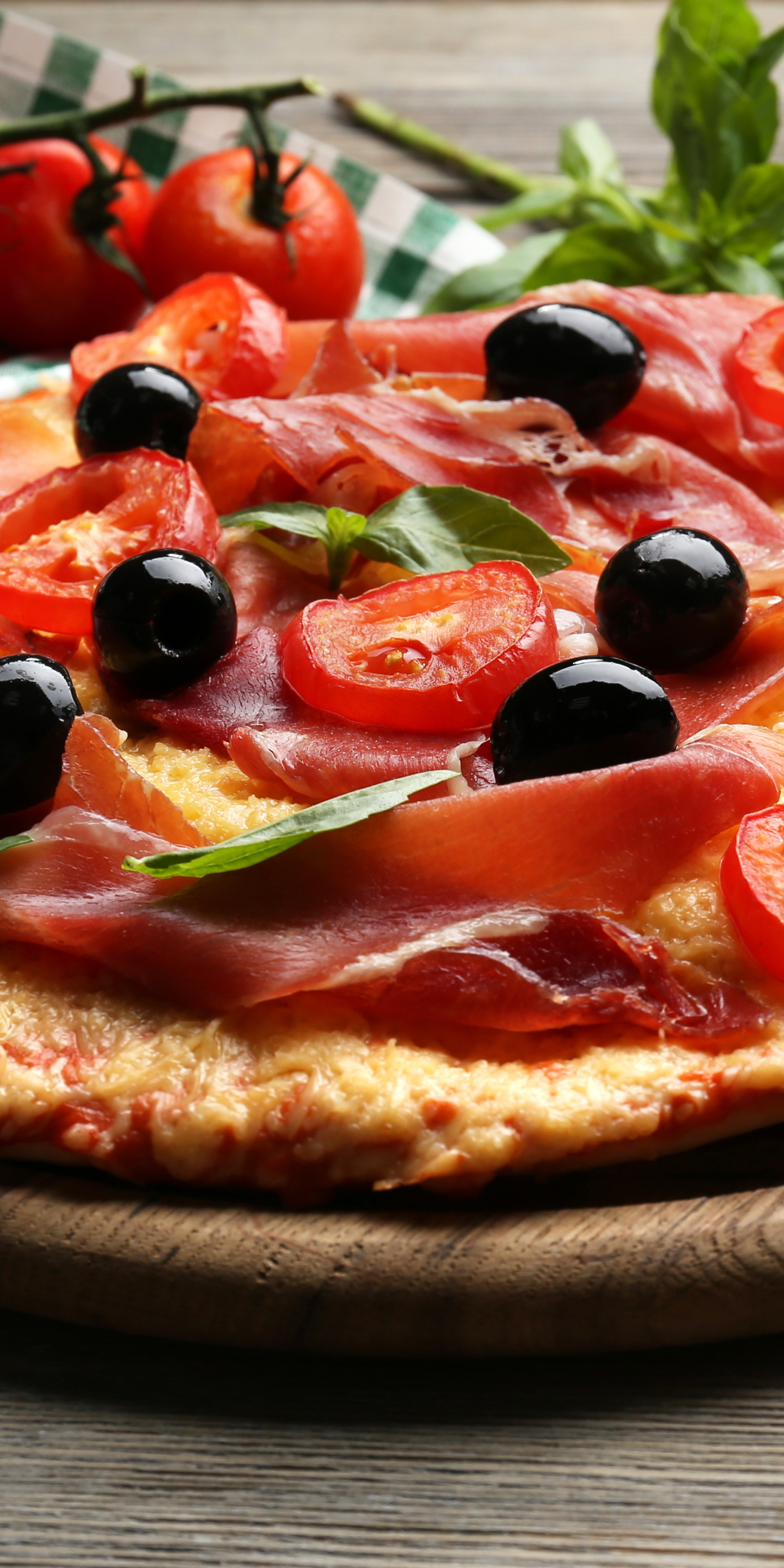Handy-Wallpaper Pizza, Olive, Nahrungsmittel, Stillleben kostenlos herunterladen.
