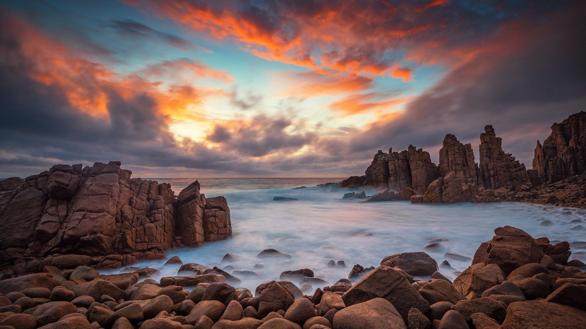 Download mobile wallpaper Sunset, Sky, Beach, Horizon, Ocean, Earth for free.