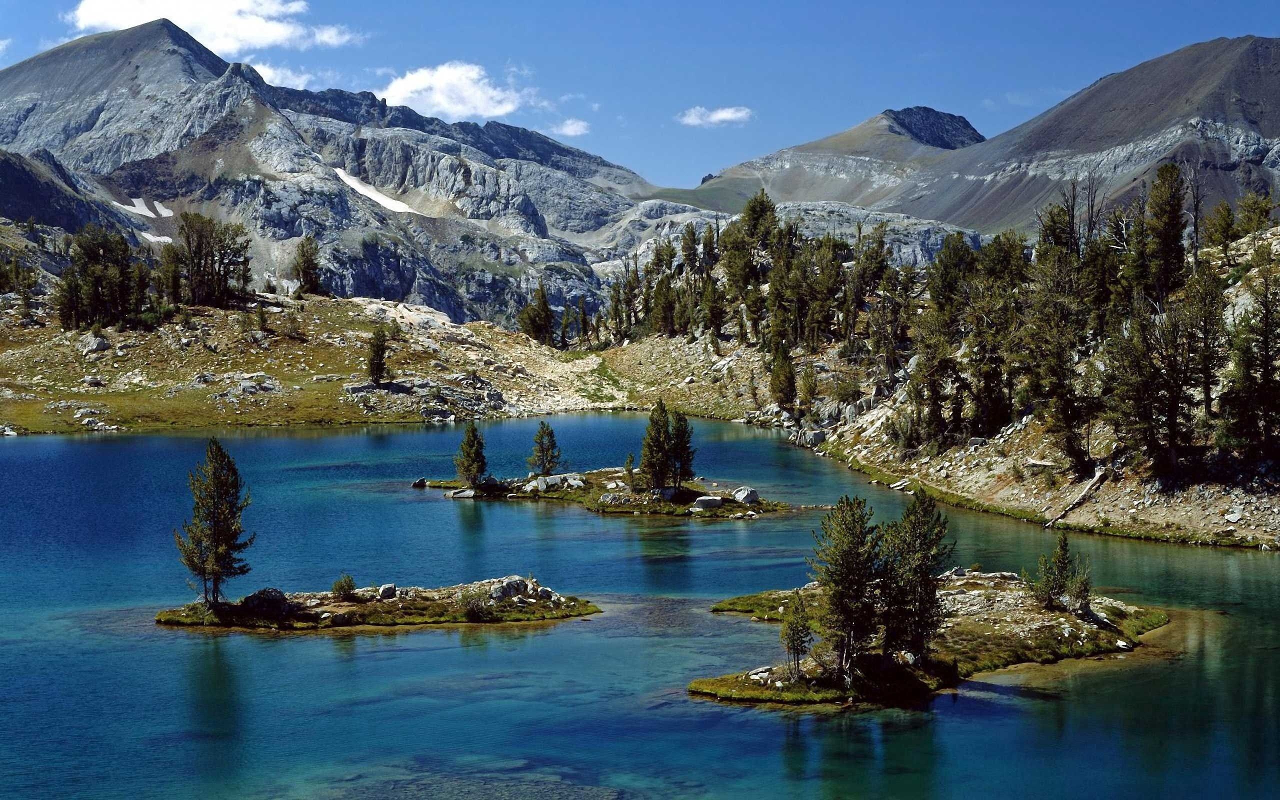 Free download wallpaper Lake, Trees, Mountains, Nature, Sea on your PC desktop